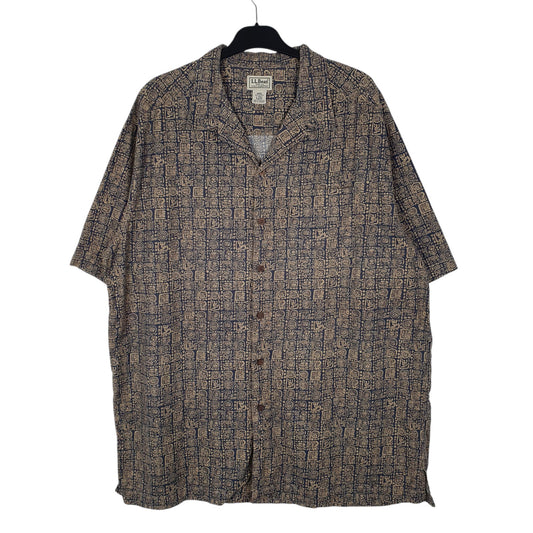 Mens Beige L.L.Bean Paisley Tall Short Sleeve Shirt