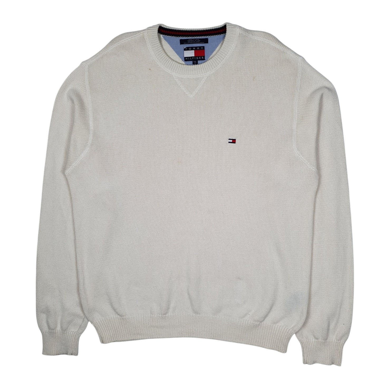 Mens Cream Tommy Hilfiger Chunky Knit Crewneck Jumper