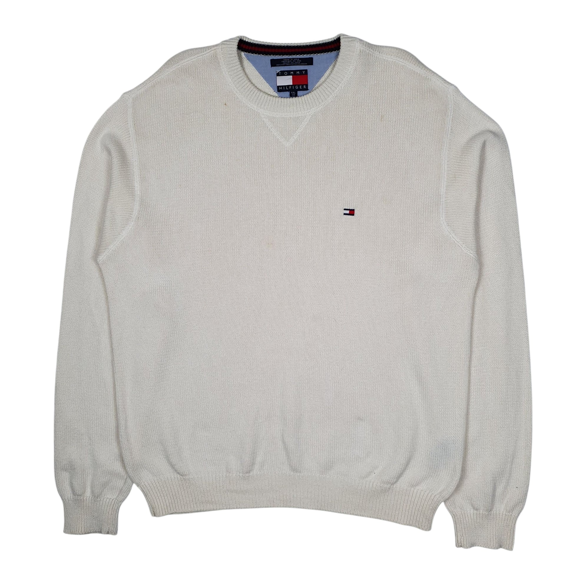 Mens Cream Tommy Hilfiger Chunky Knit Crewneck Jumper