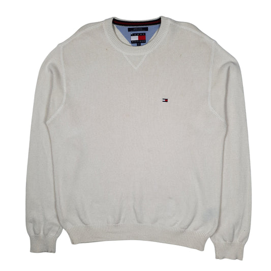 Mens Cream Tommy Hilfiger Chunky Knit Crewneck Jumper