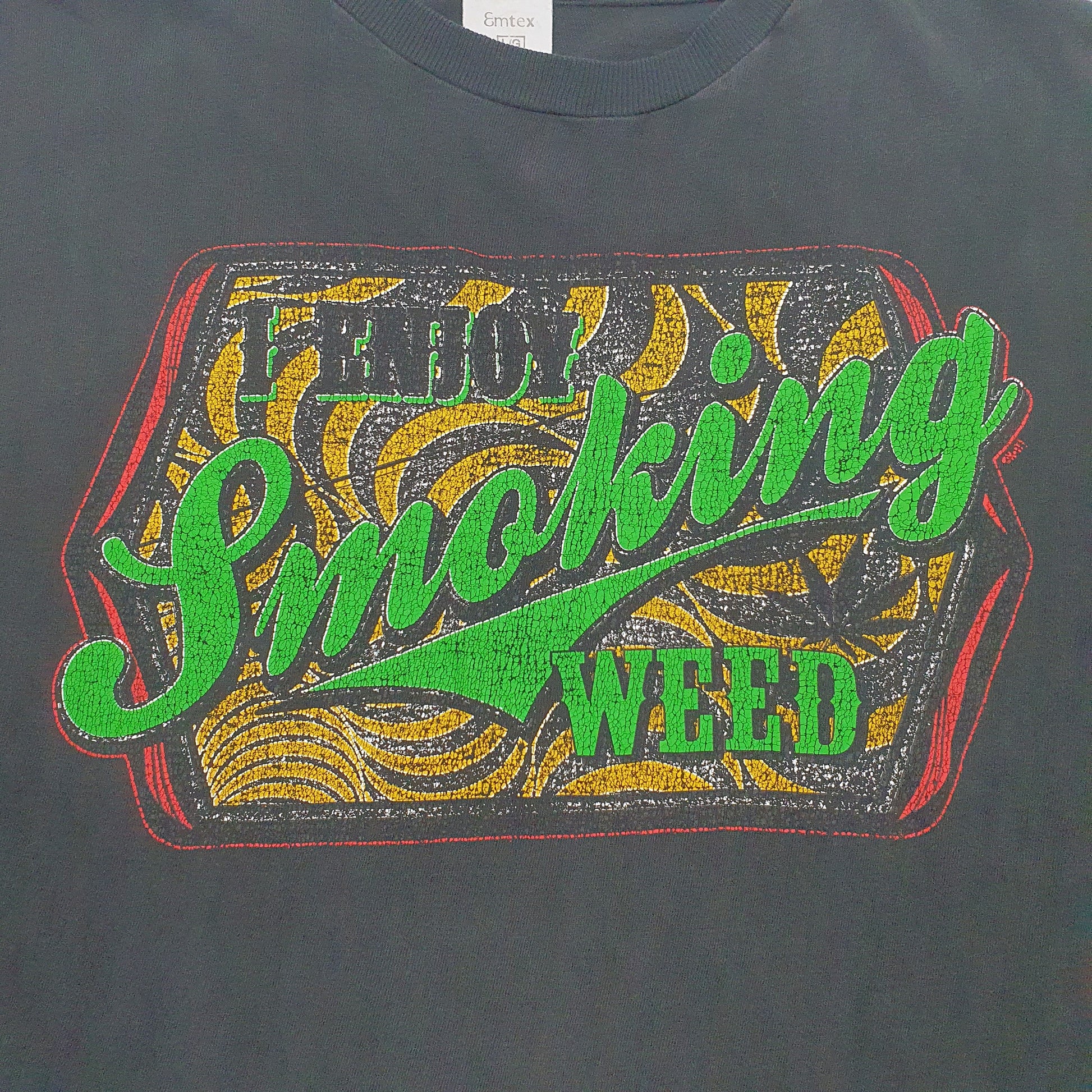 Mens Black Emtex Single Stitch Vintage 90s  T Shirt