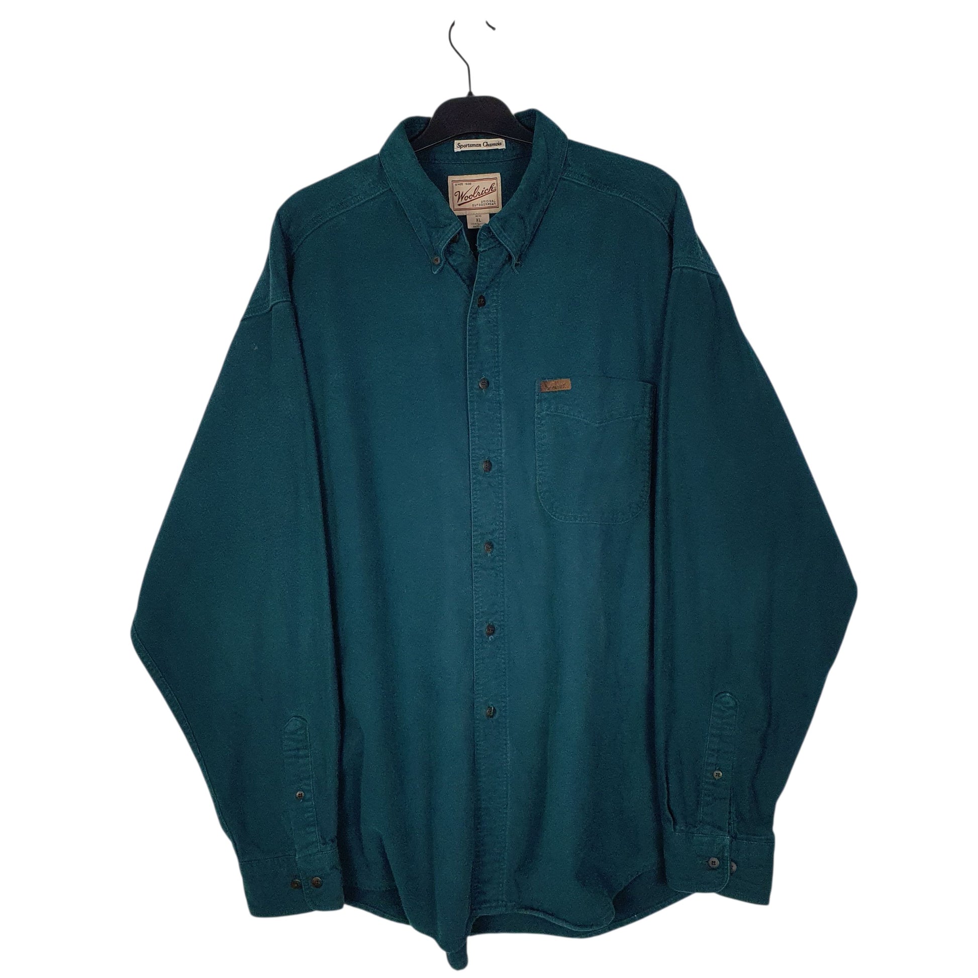 Mens Blue Woolrich Sportsman Chamois Long Sleeve Shirt