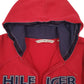 Womens Red Tommy Hilfiger Hoodie Spellout Quarter Zip Jumper