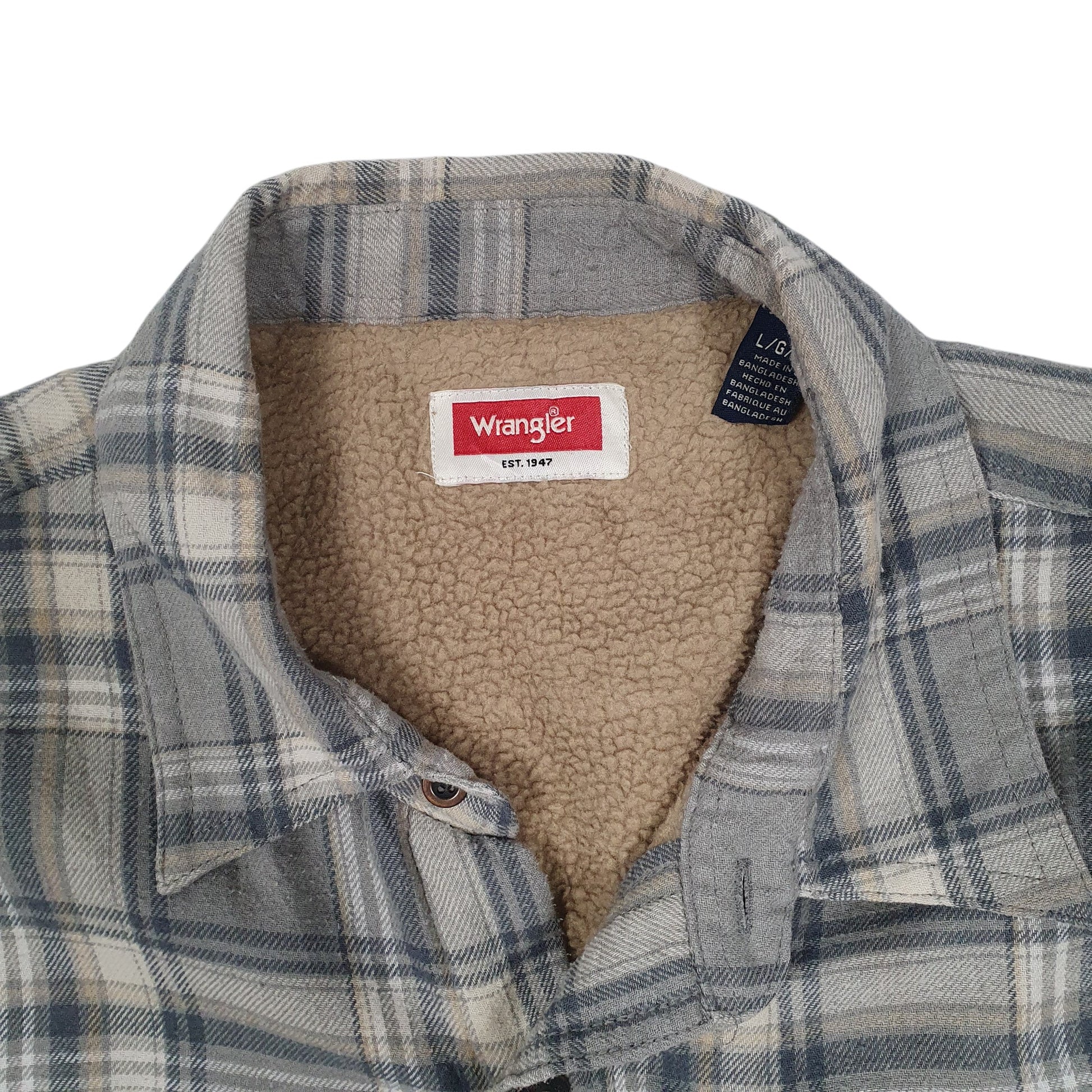 Mens Grey Wrangler Sherpa Lined Shirt Shacket Cardigan Coat