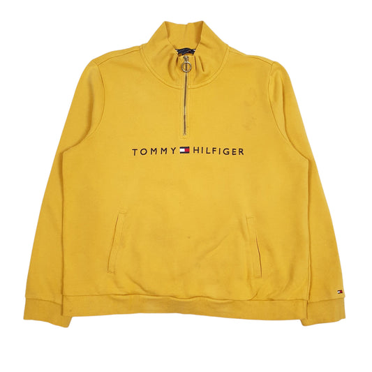 Womens Yellow Tommy Hilfiger Spellout Quarter Zip Jumper