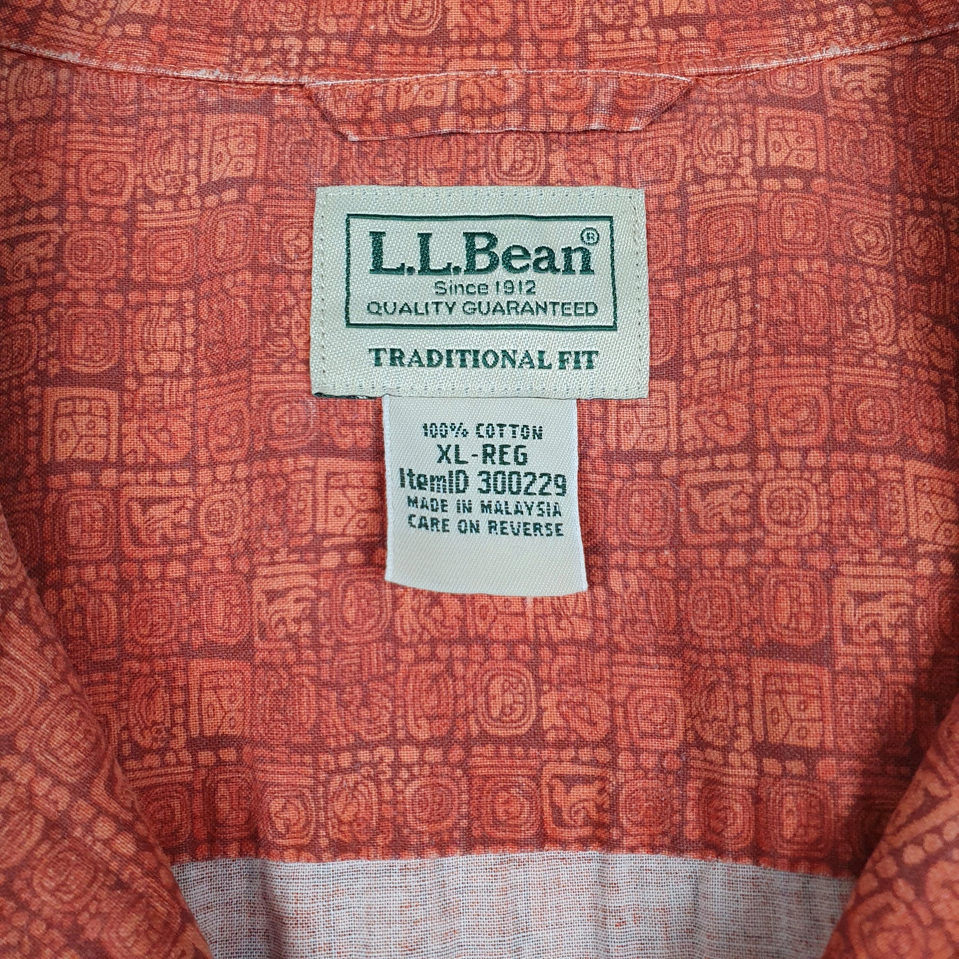 Mens Orange L.L.Bean   Shirt