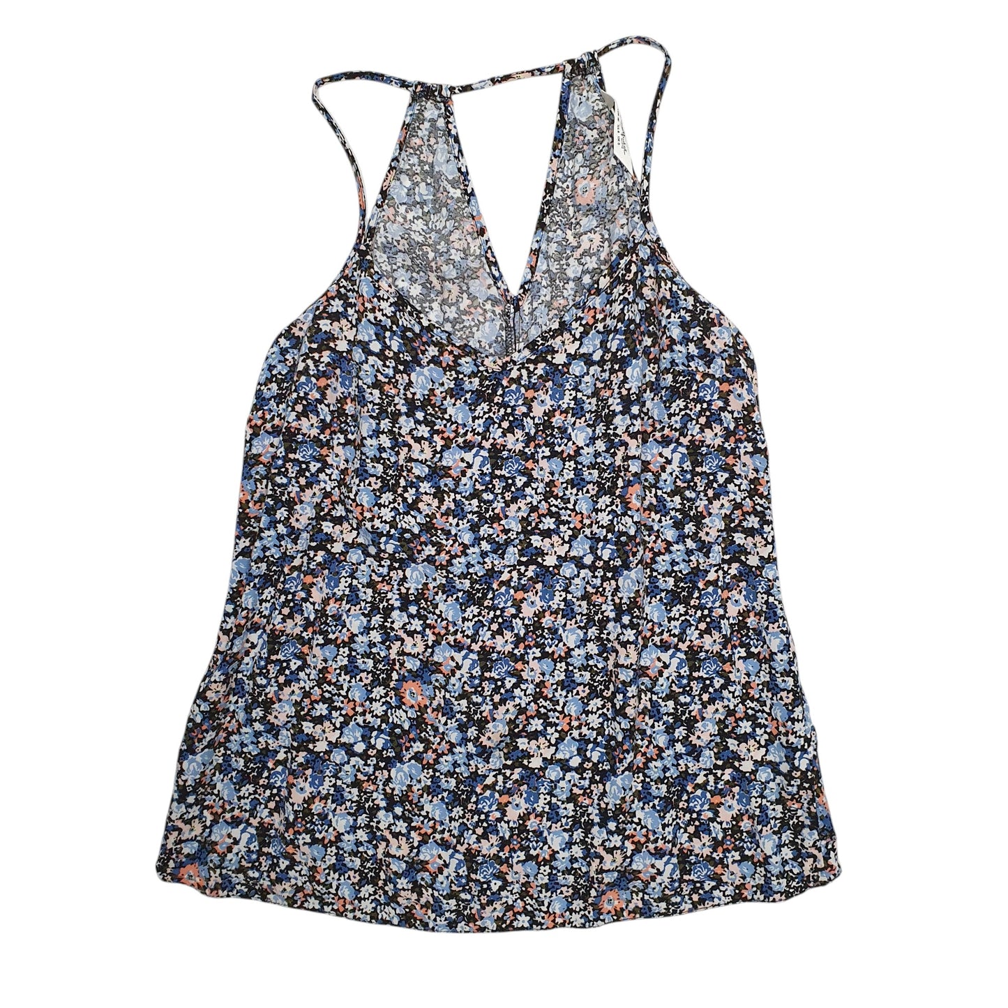 Womens Blue Miss Selfridge Vest Top Floral Short Sleeve T Shirt