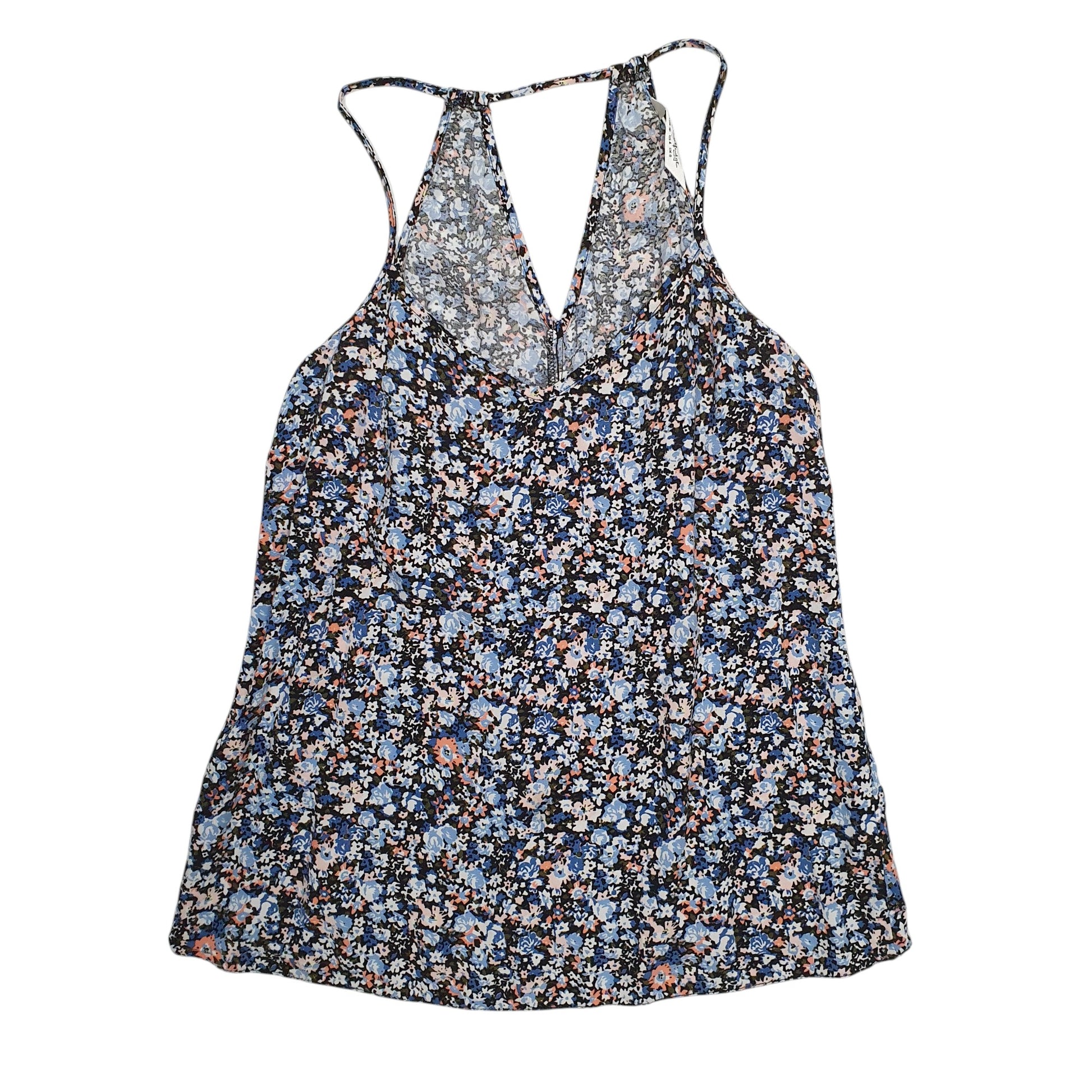 Womens Blue Miss Selfridge Vest Top Floral Short Sleeve T Shirt