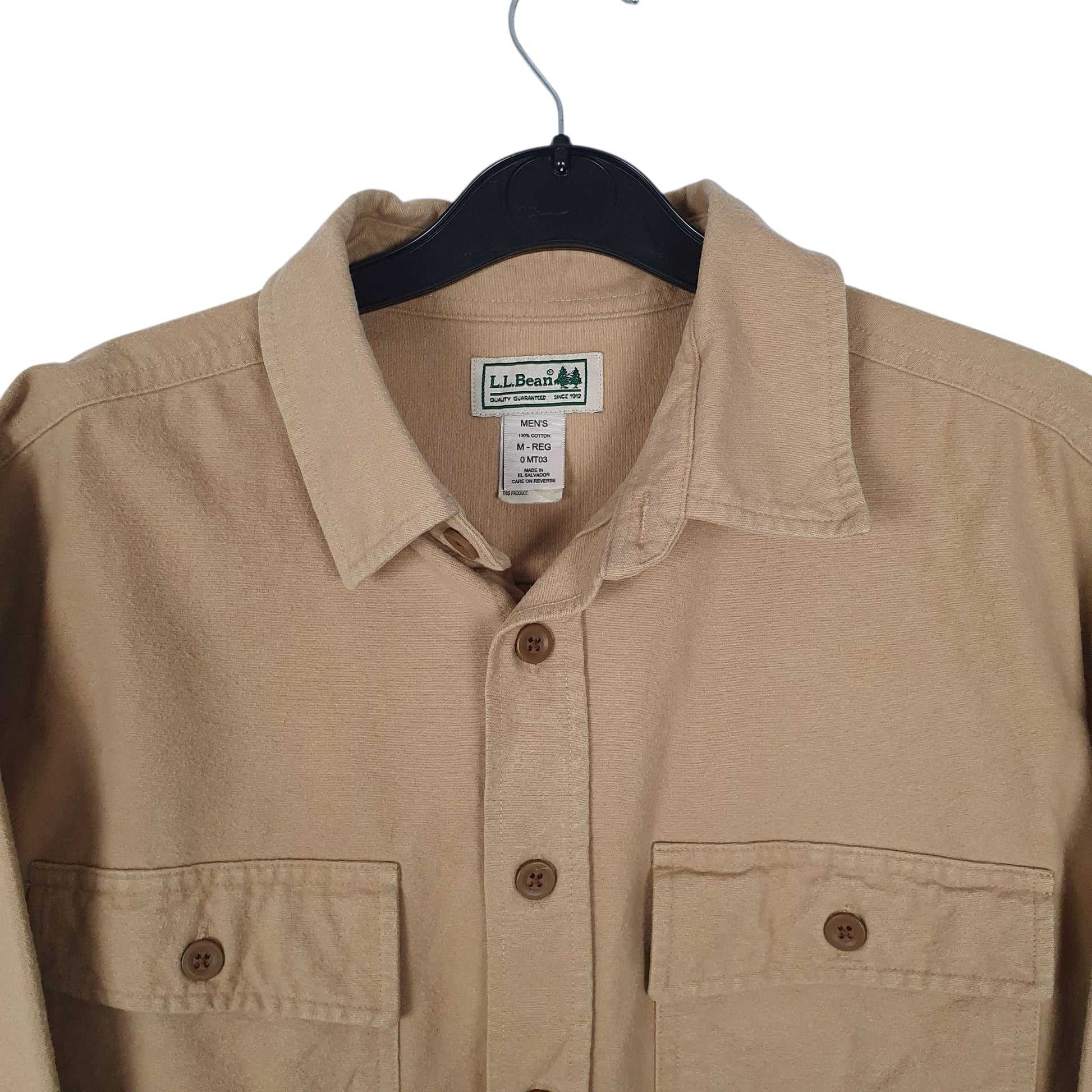 Mens Beige L.L.Bean Thick Chamois  Shirt