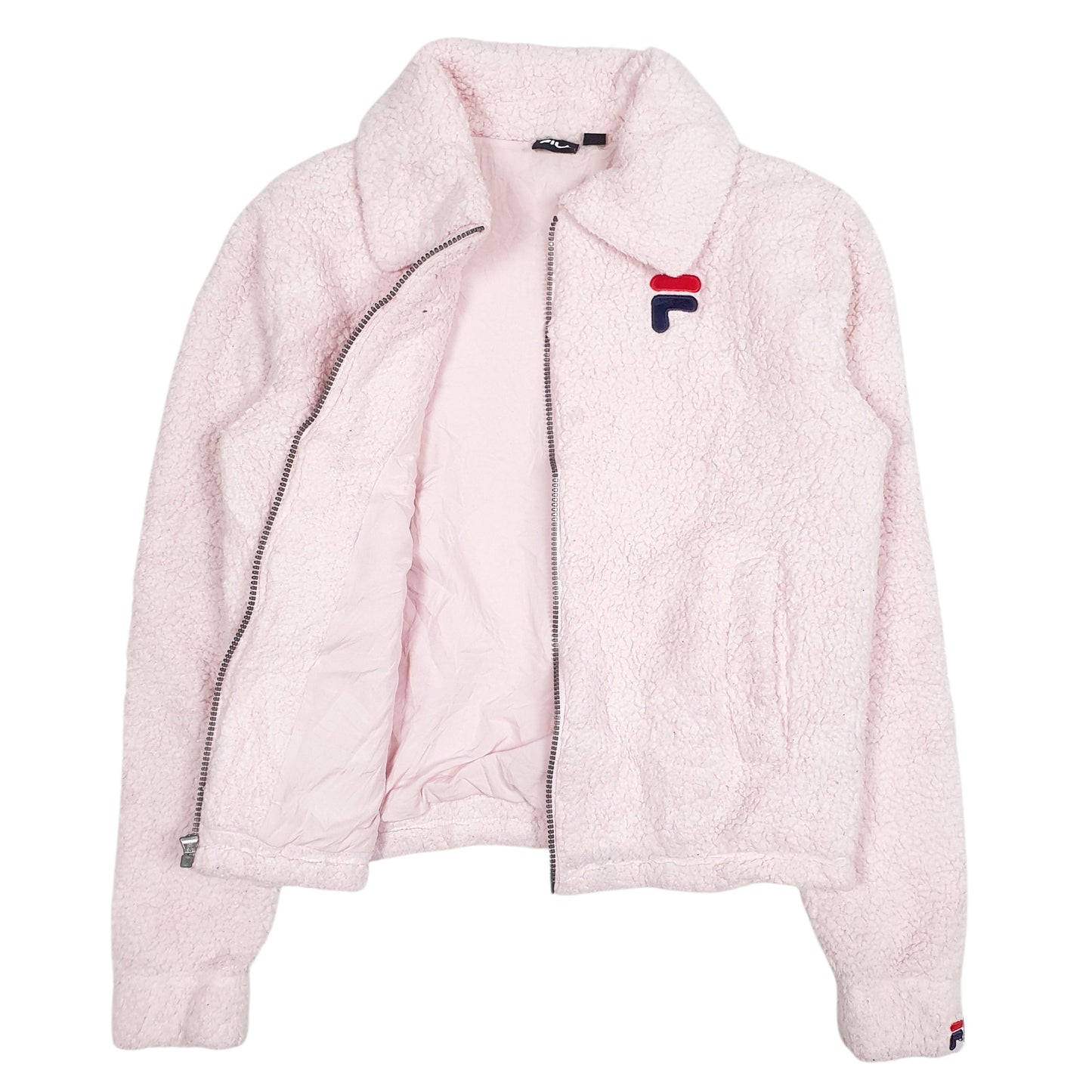 Womens Pink Fila Fluffy Full Zip Jumper