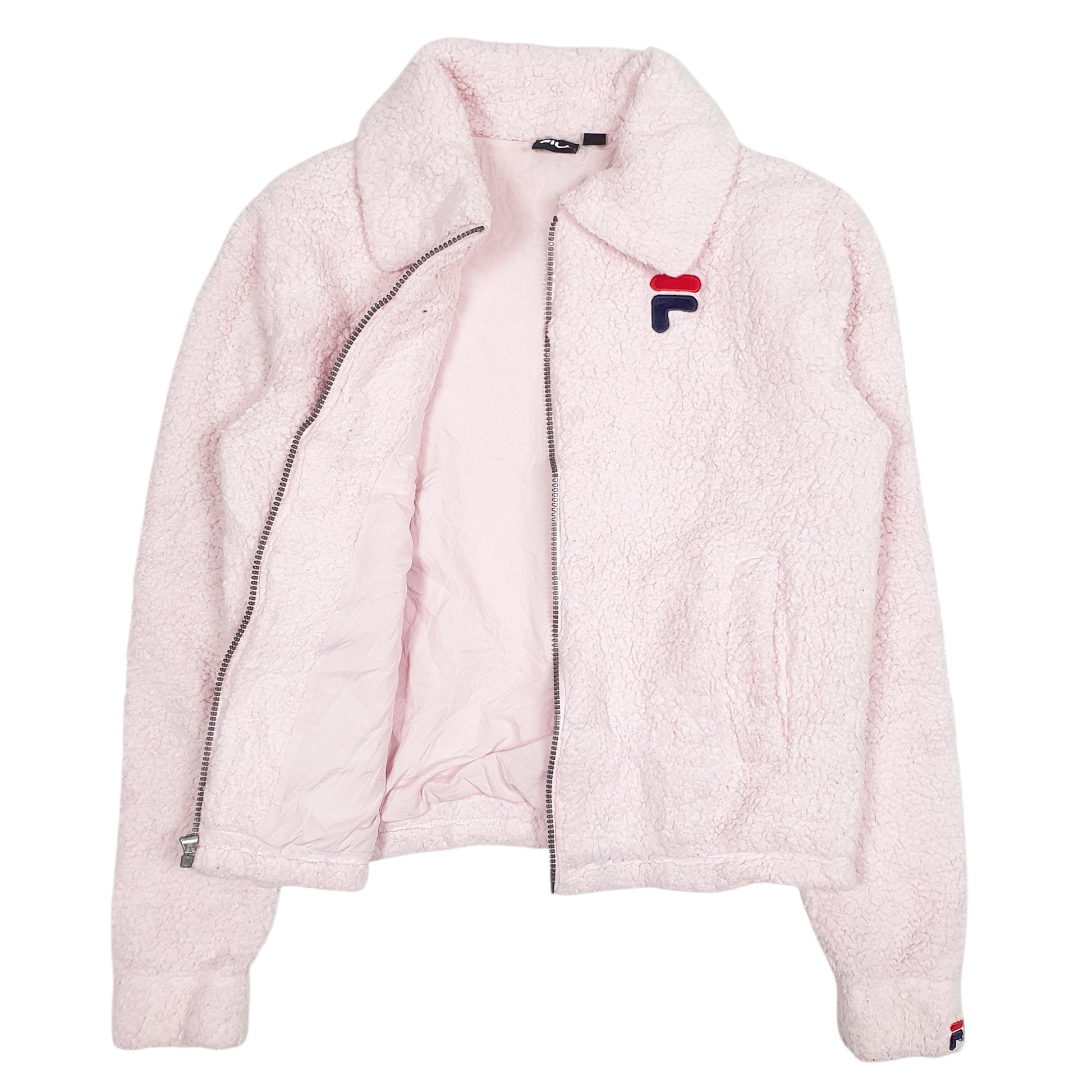 Womens Pink Fila Fluffy Full Zip Jumper