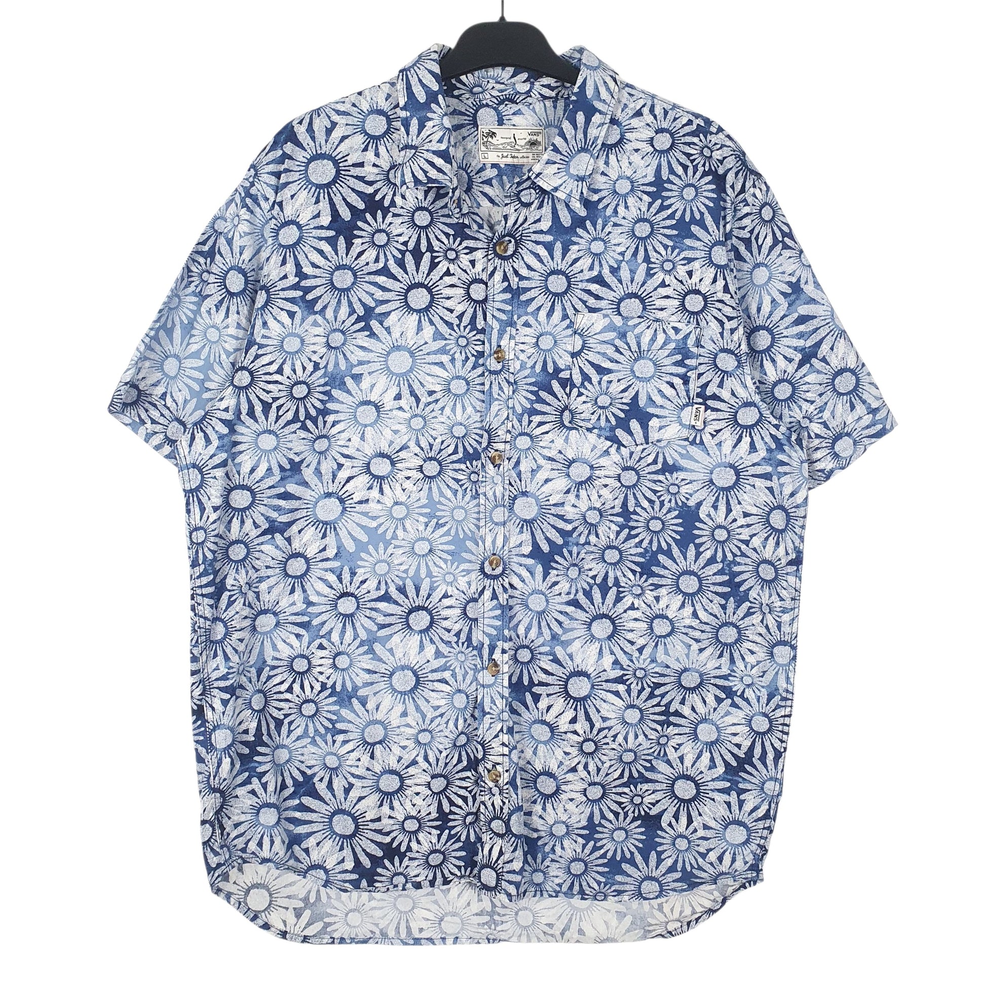 Mens Blue Vans Hawaiian Short Sleeve Shirt