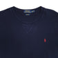 Mens Navy Polo Ralph Lauren Estate Rib Lightweight Crewneck Jumper