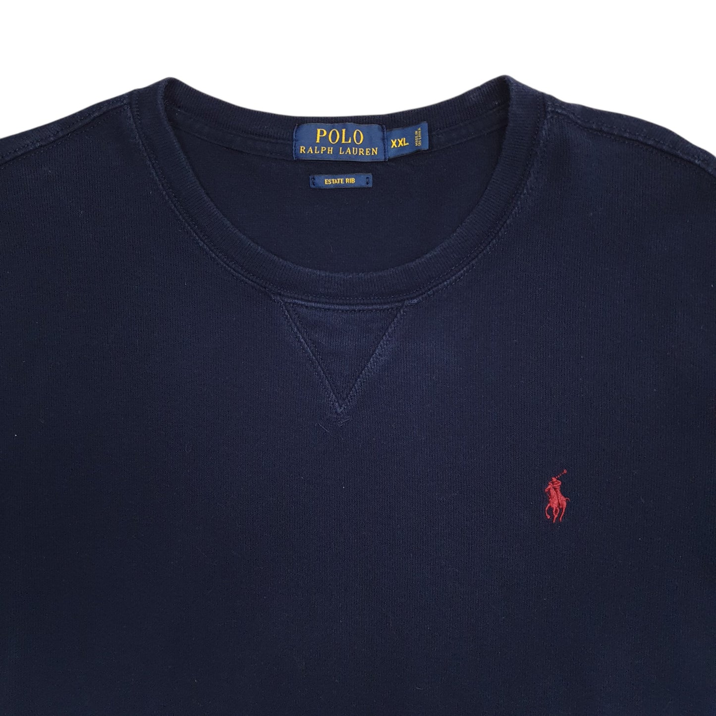 Mens Navy Polo Ralph Lauren Estate Rib Lightweight Crewneck Jumper