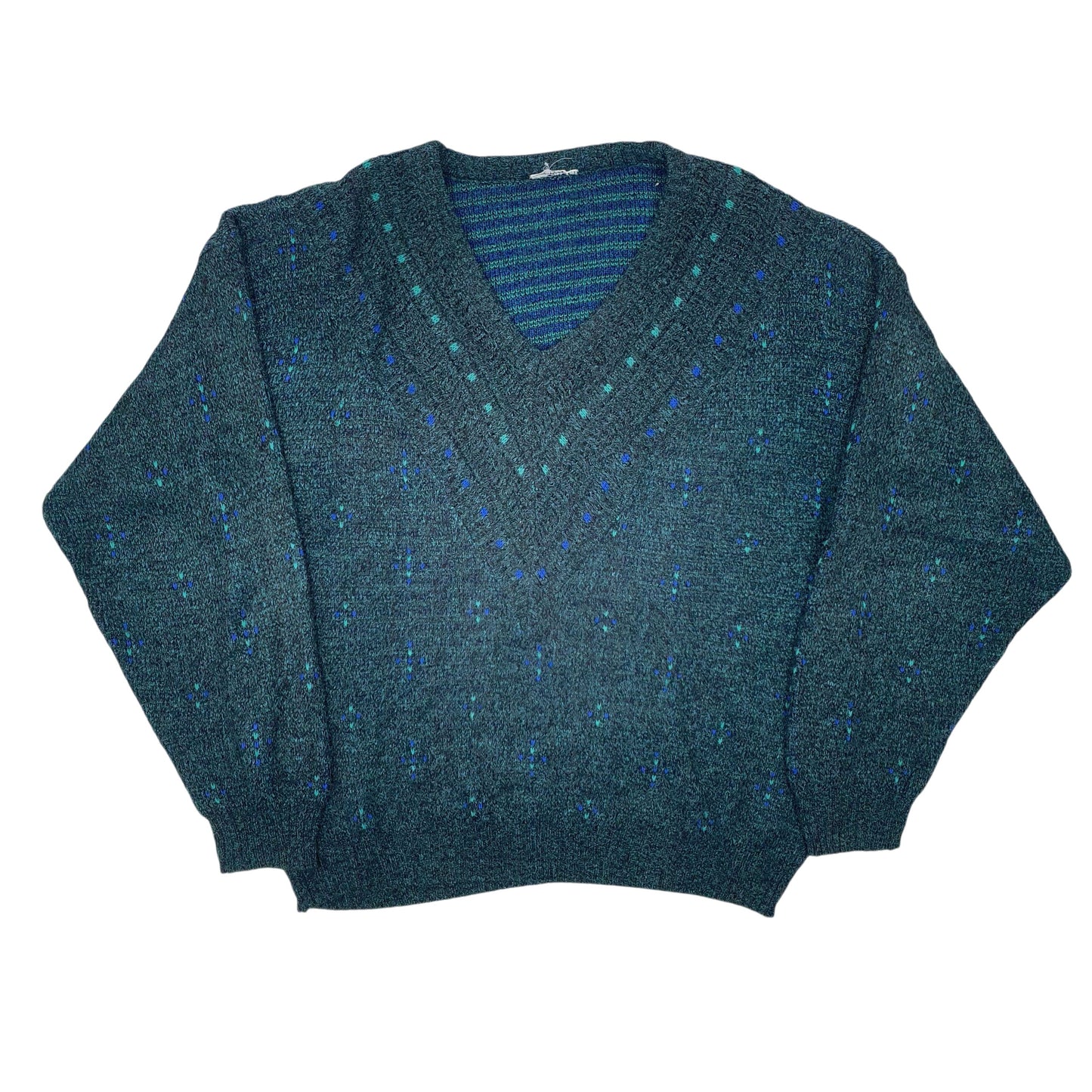 Mens Green Unbranded Knit V Neck Jumper