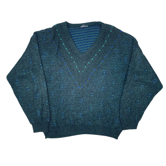 Mens Green Unbranded Knit V Neck Jumper