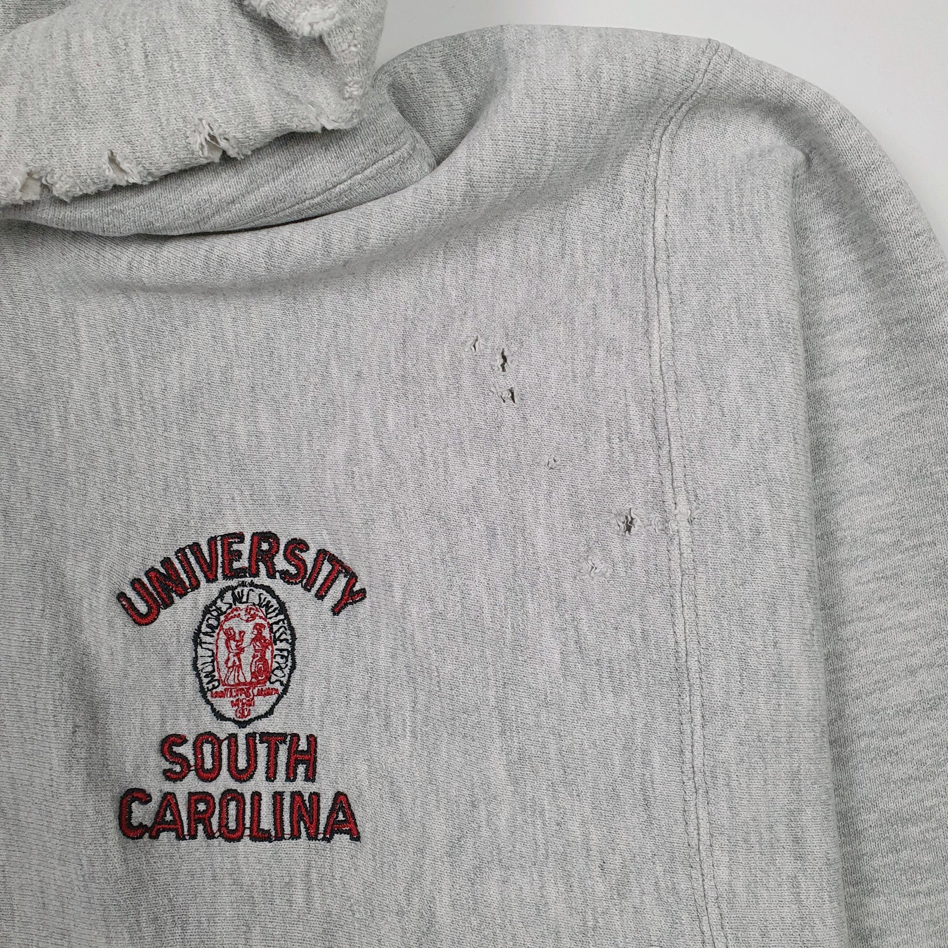 Mens Grey Champion Reverse Weave Warm Up South Carolina Hoodie Jumper