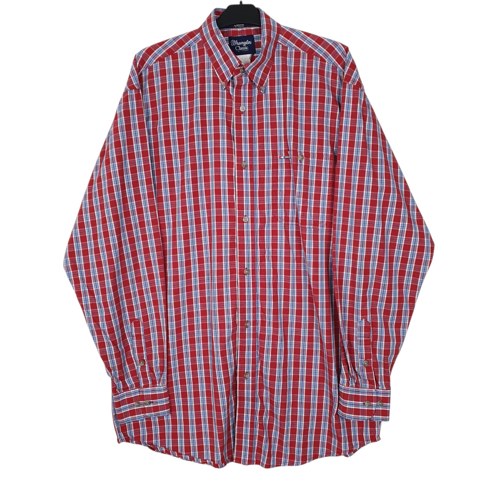 Mens Red Wrangler Classic Long Sleeve Shirt