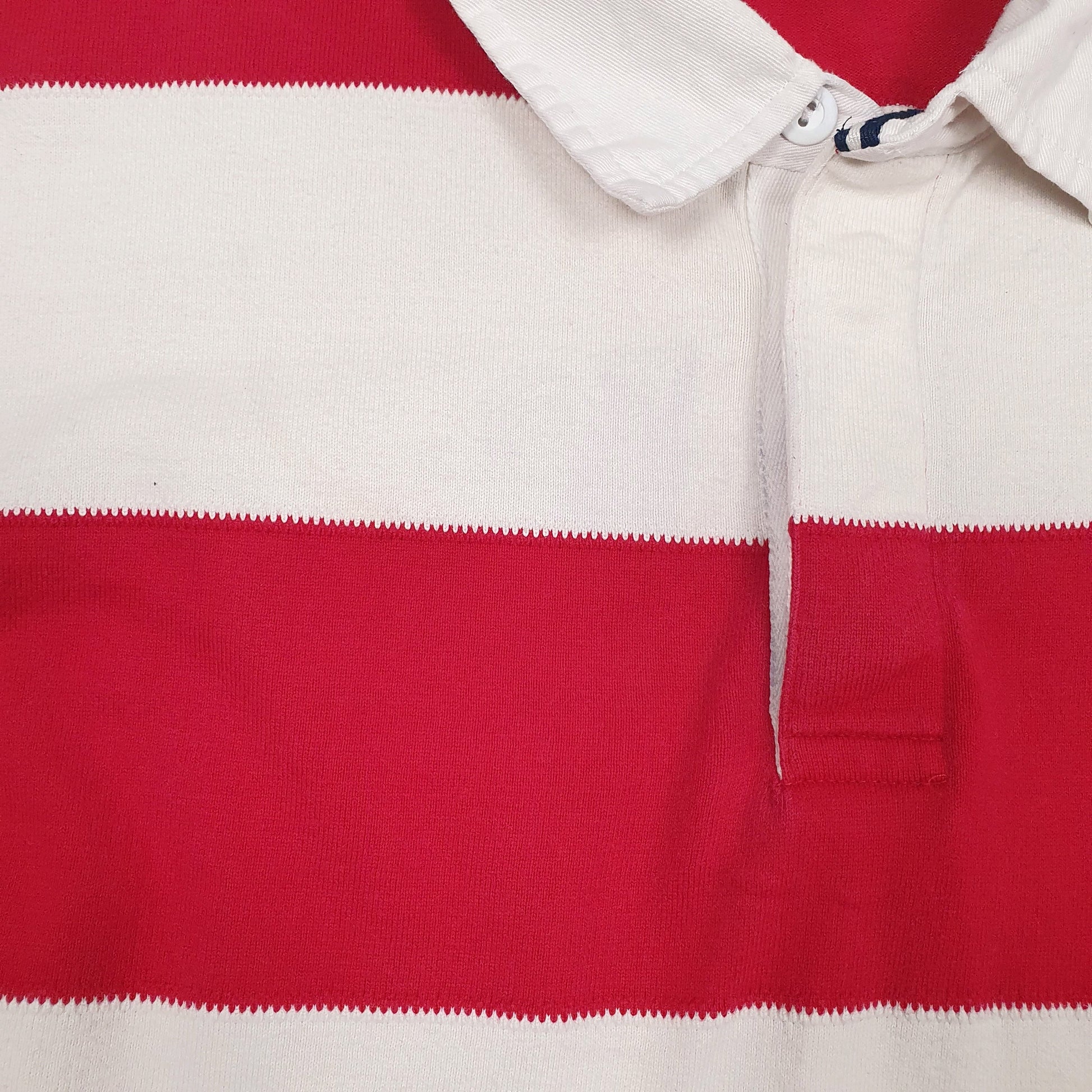 Mens White Lands End  V Neck Polo Shirt