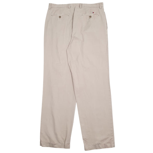 Mens Beige Tommy Hilfiger Pleated  Trousers