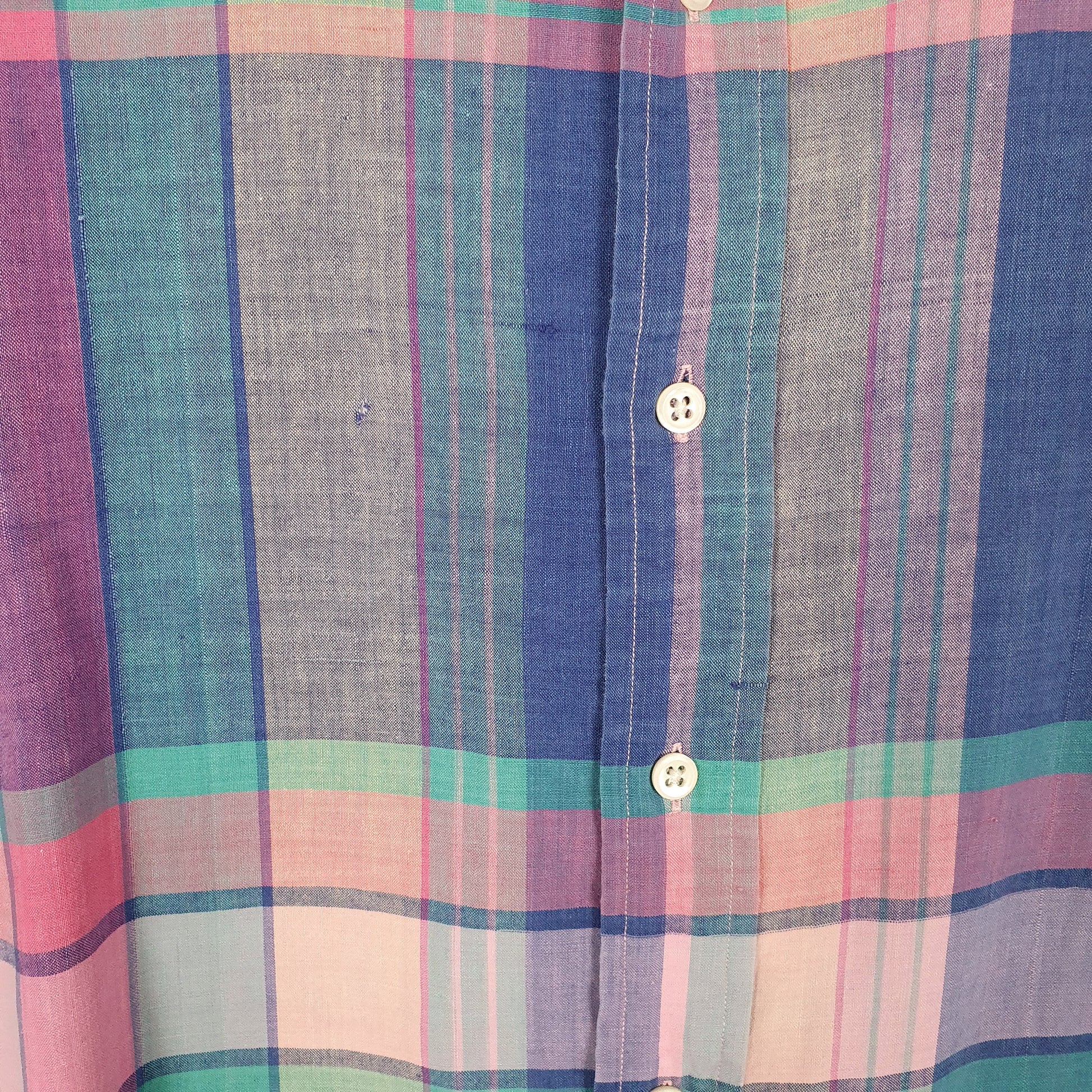 Mens Blue Ralph Lauren Madras  Shirt