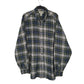 Mens Green L.L.Bean Thick Flannel Plaid Long Sleeve Shirt