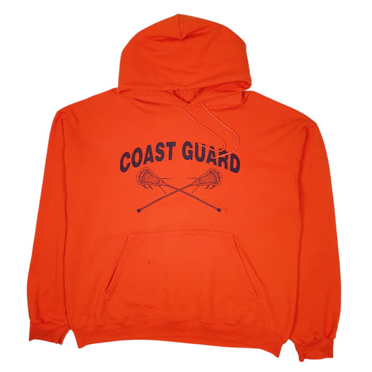 Mens Orange Champion Coast Guard Hoodie Jumper