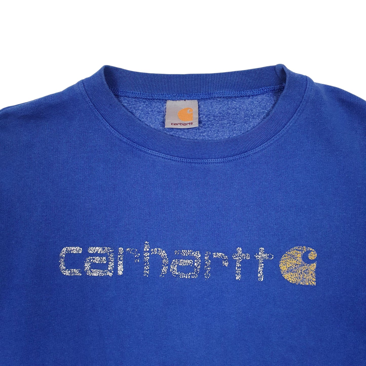 Mens Blue Carhartt Spellout Crewneck Jumper