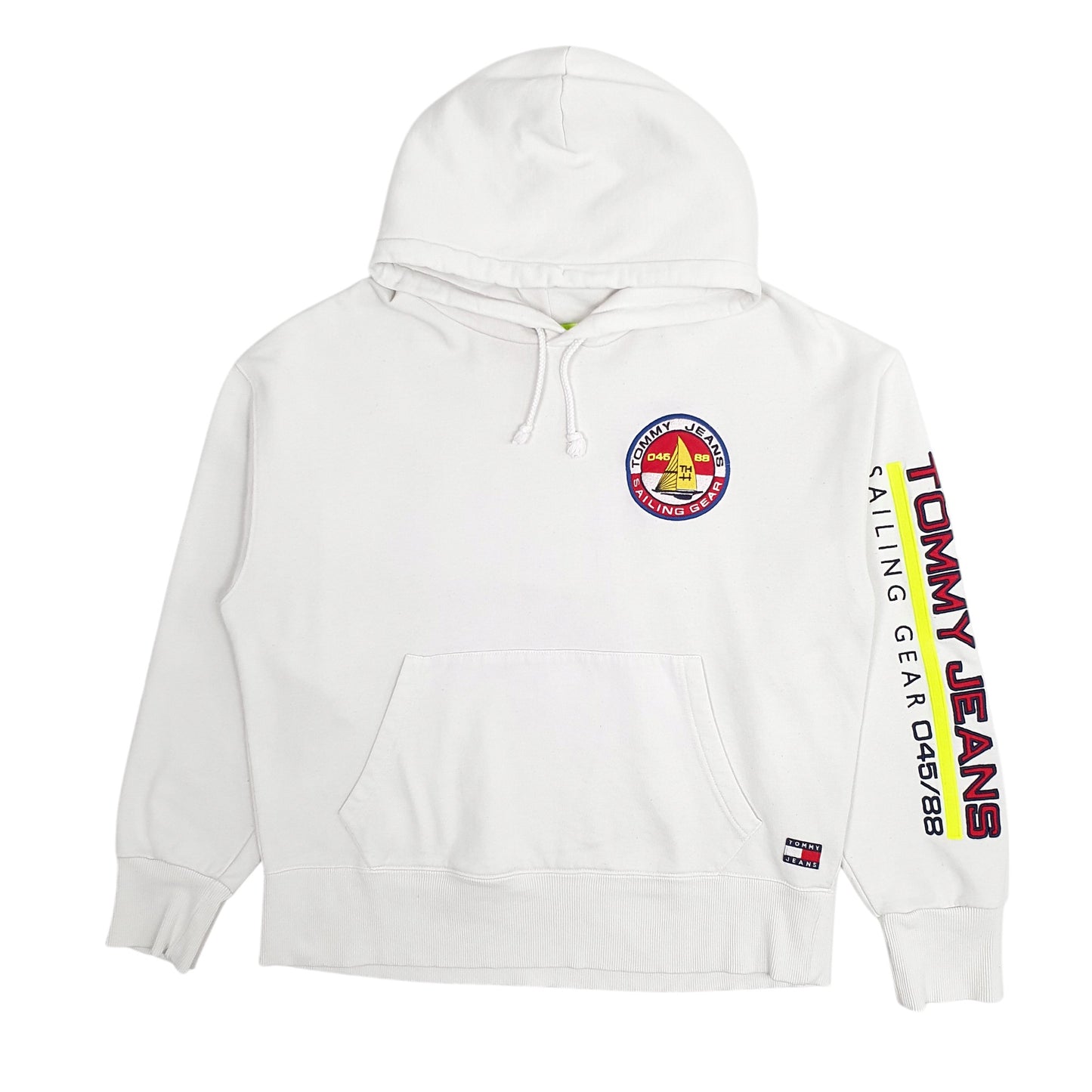 Mens White Tommy Hilfiger Tommy Jeans Sailing Gear Hoodie Jumper