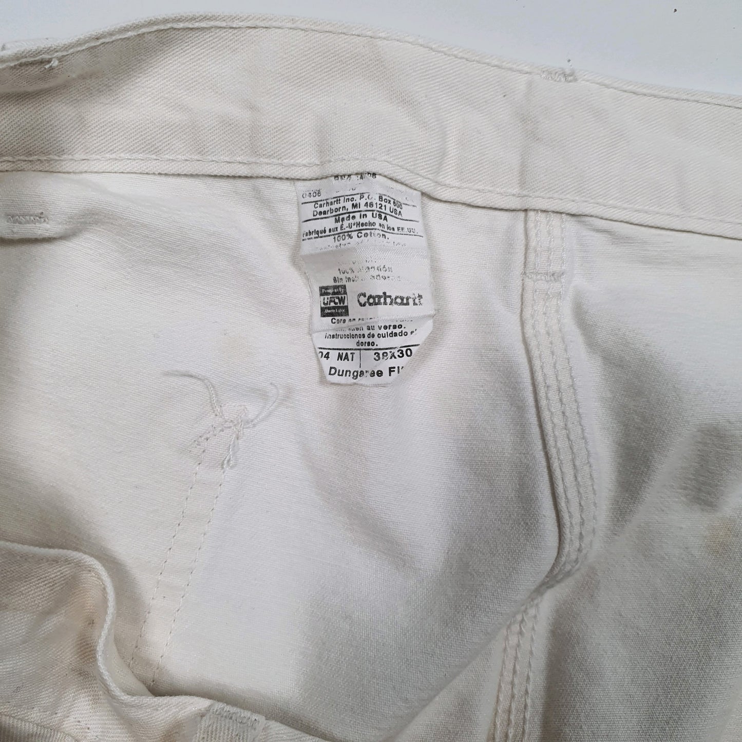 Mens White Carhartt Vintage Made In USA Full Zip Shorts