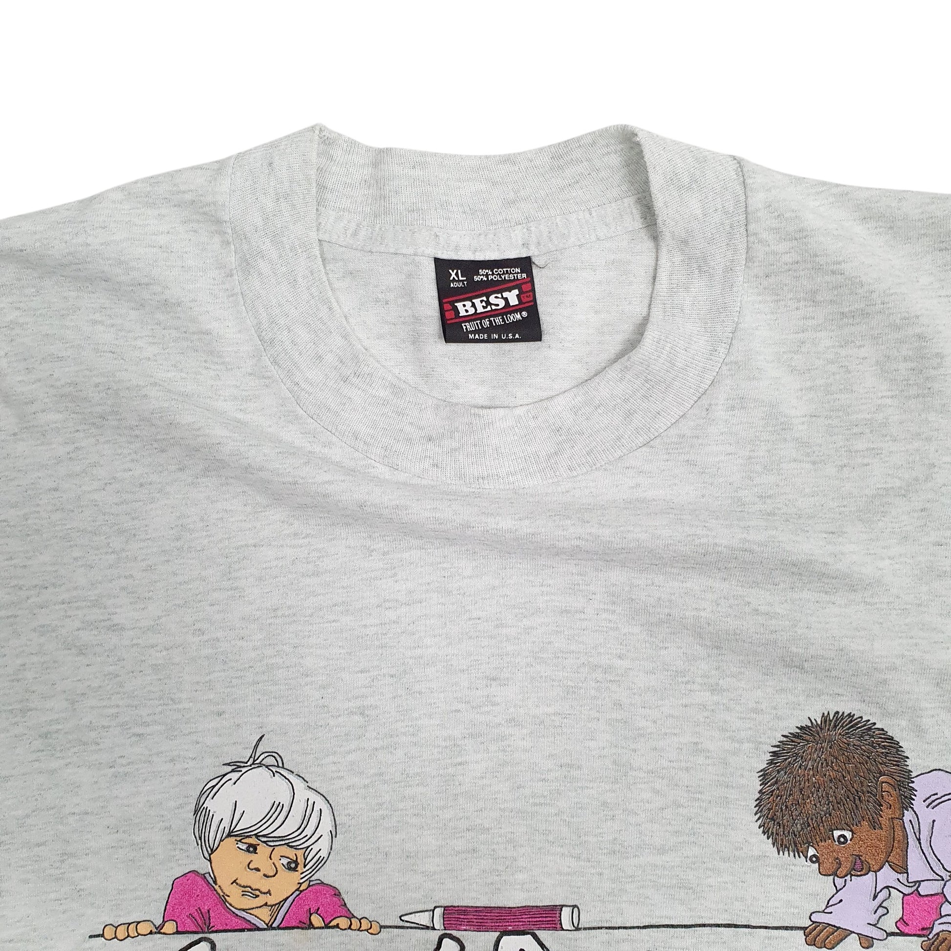 Mens Grey Fruit of the Loom Single Stitch Vintage 90s March of Dimes  T Shirt