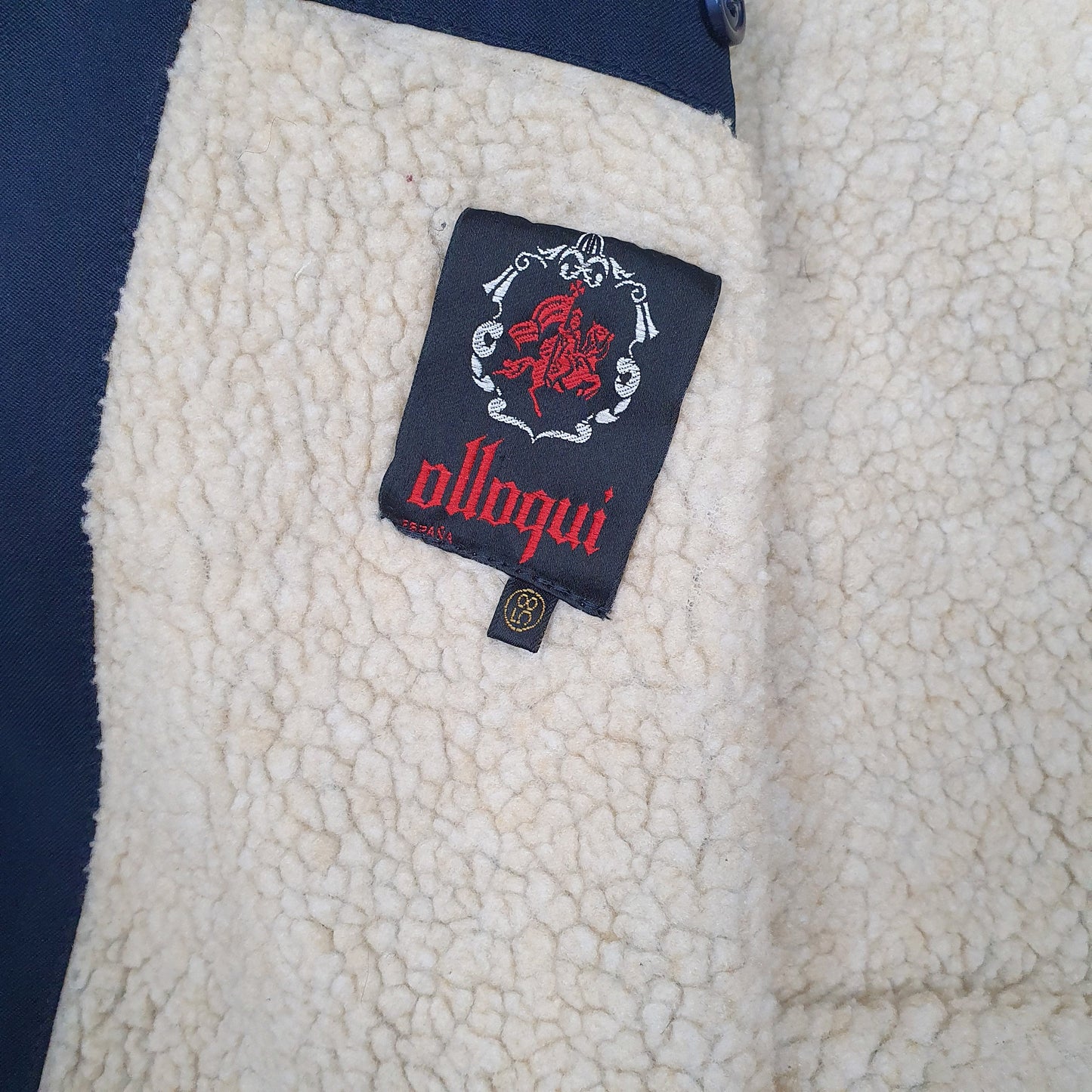 Mens Navy Campus Sherpa Lined Vintage 90s  Coat