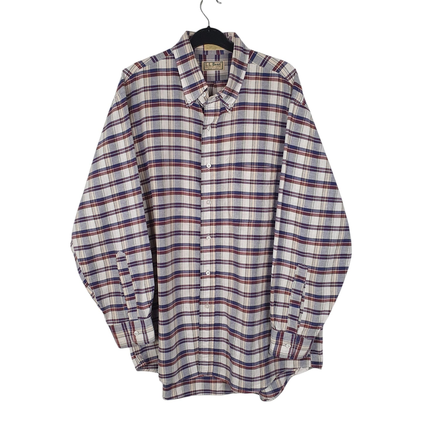 Mens Blue L.L.Bean Vintage 80s Made In USA Long Sleeve Shirt