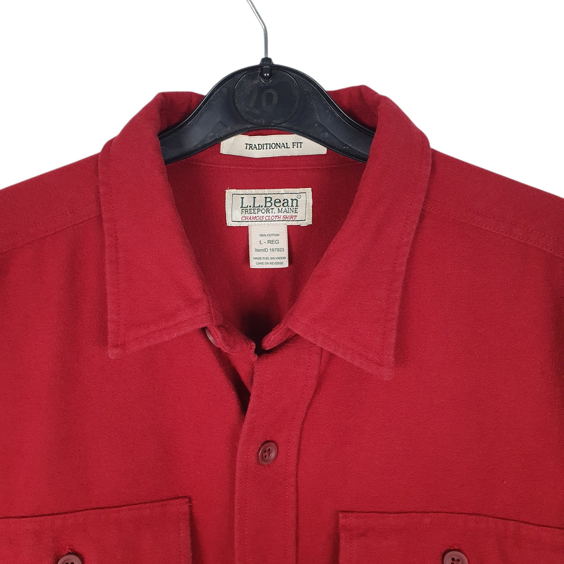 Mens Red L.L.Bean Thick Chamois  Shirt