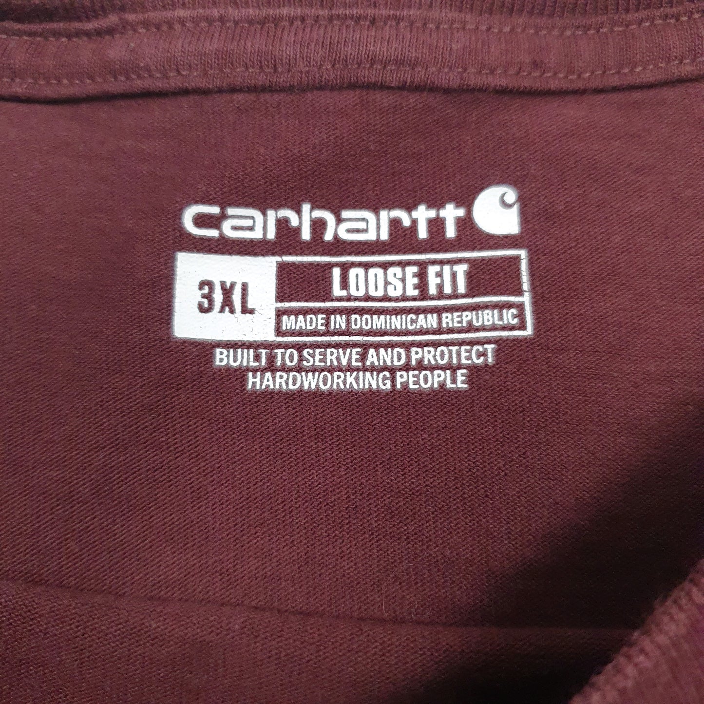 Mens Burgundy Carhartt   T Shirt