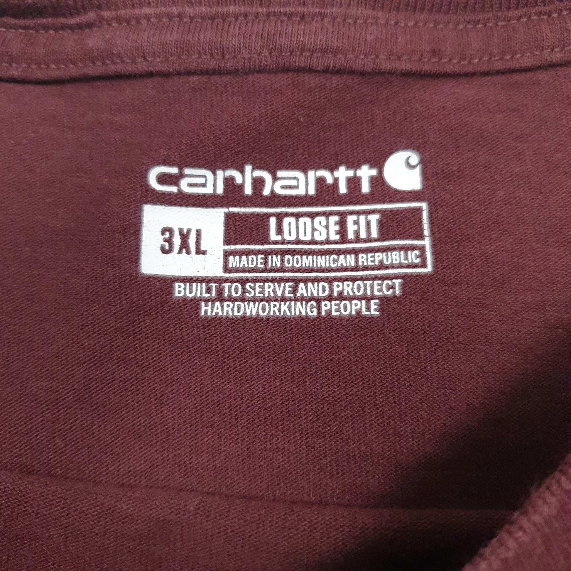 Mens Burgundy Carhartt   T Shirt
