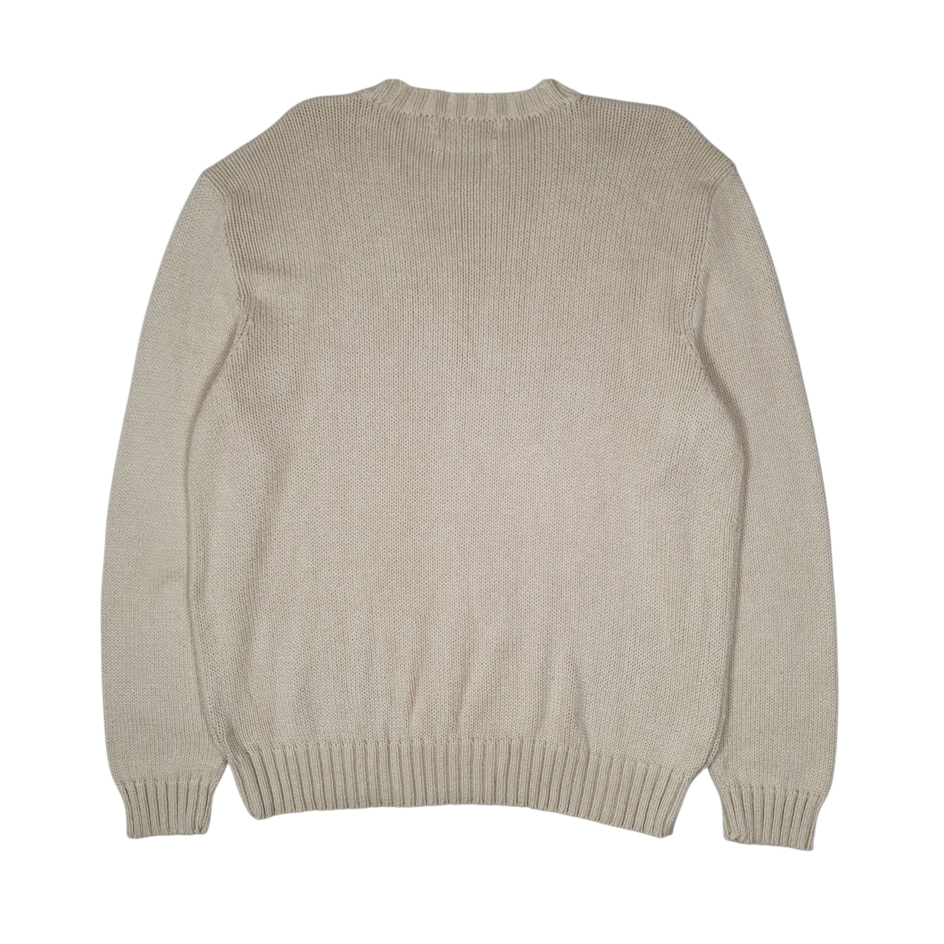 Mens Cream Polo Ralph Lauren Chunky Knit Crewneck Jumper