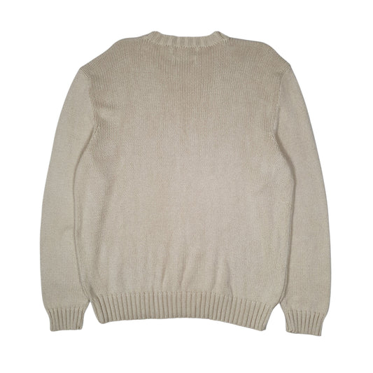Mens Cream Polo Ralph Lauren Chunky Knit Crewneck Jumper