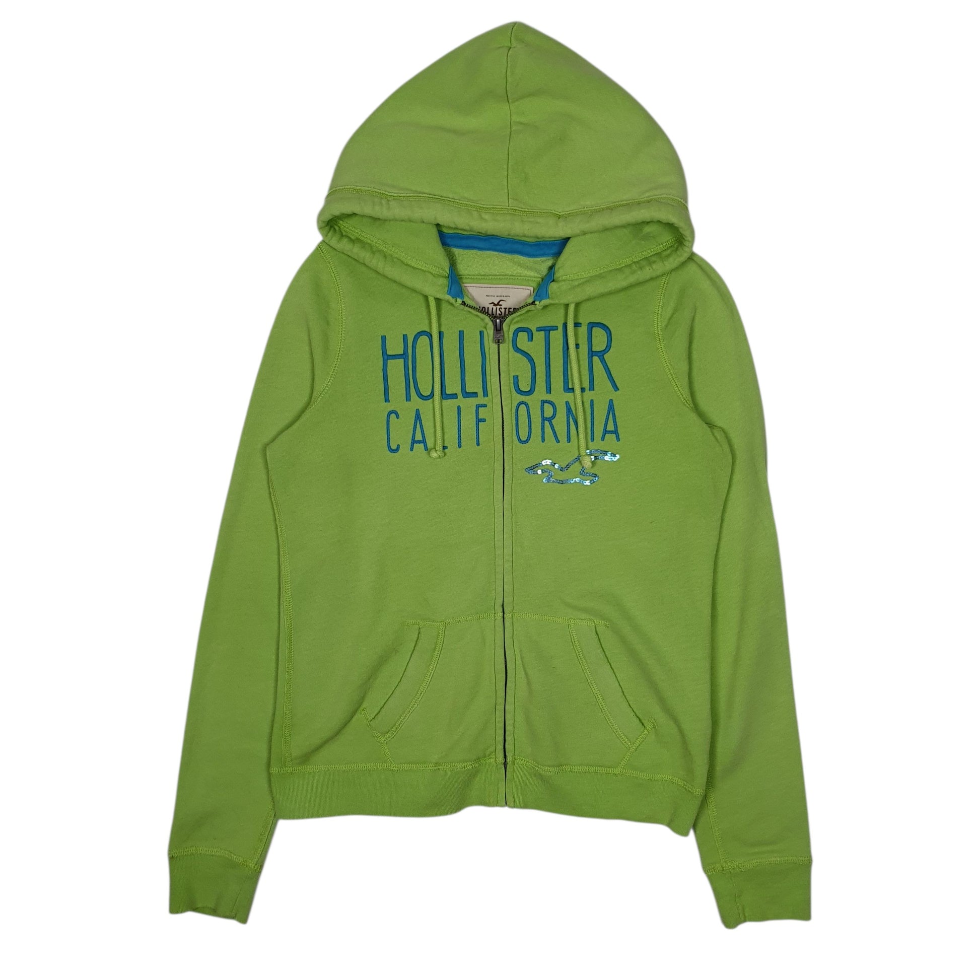 Womens Green Hollister Hoodie Full Zip Jumper