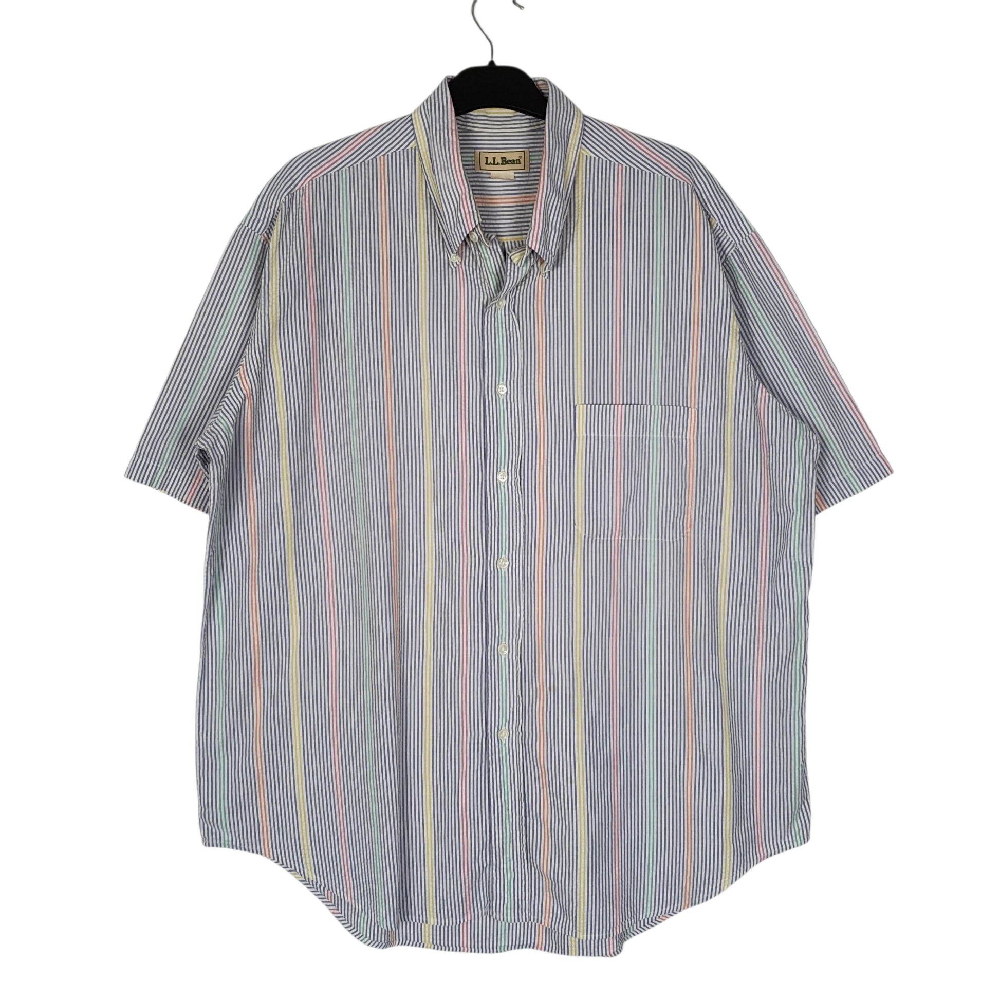 Mens Blue L.L.Bean Vintage 90s Short Sleeve Shirt