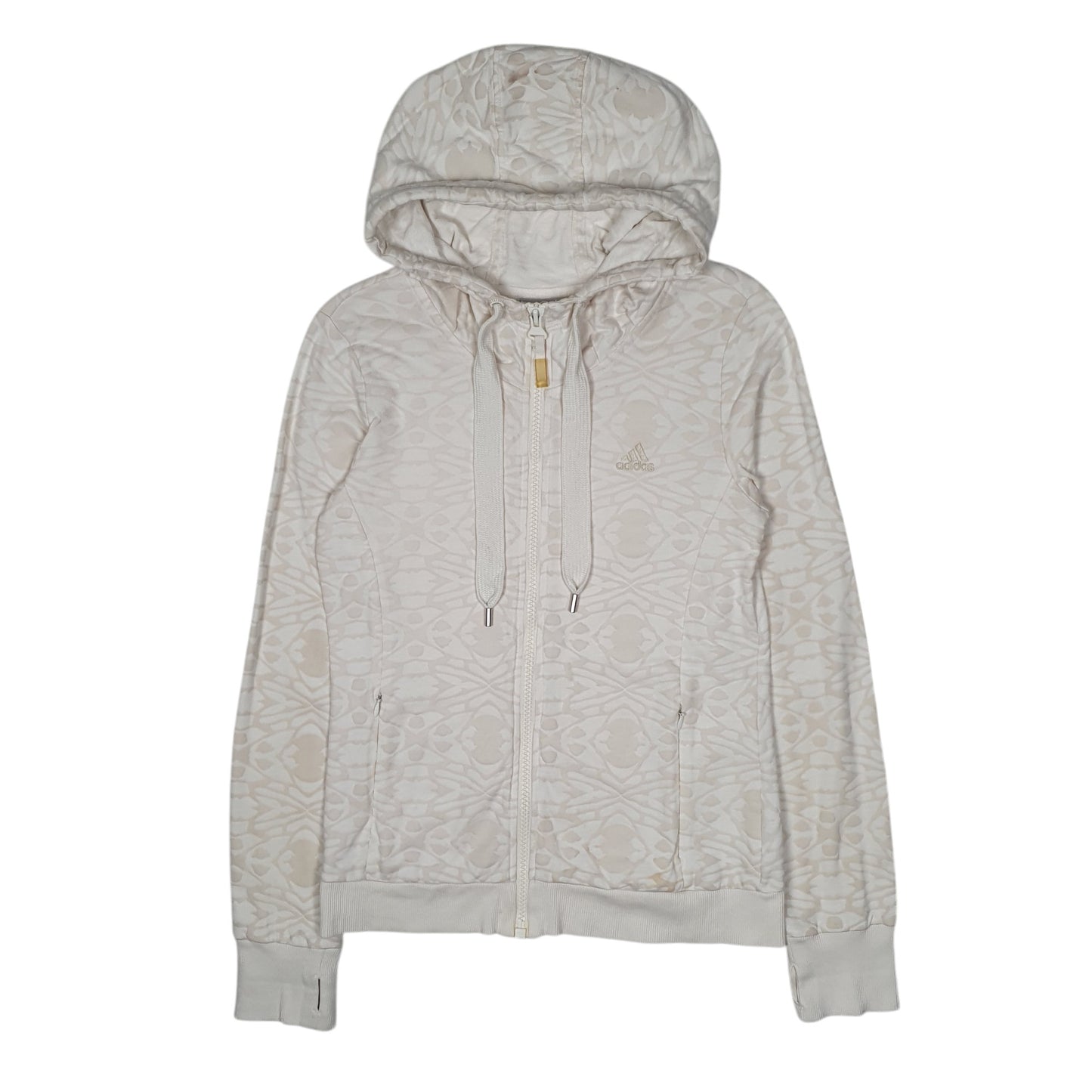 Womens White Adidas Hoodie Full Zip Jumper
