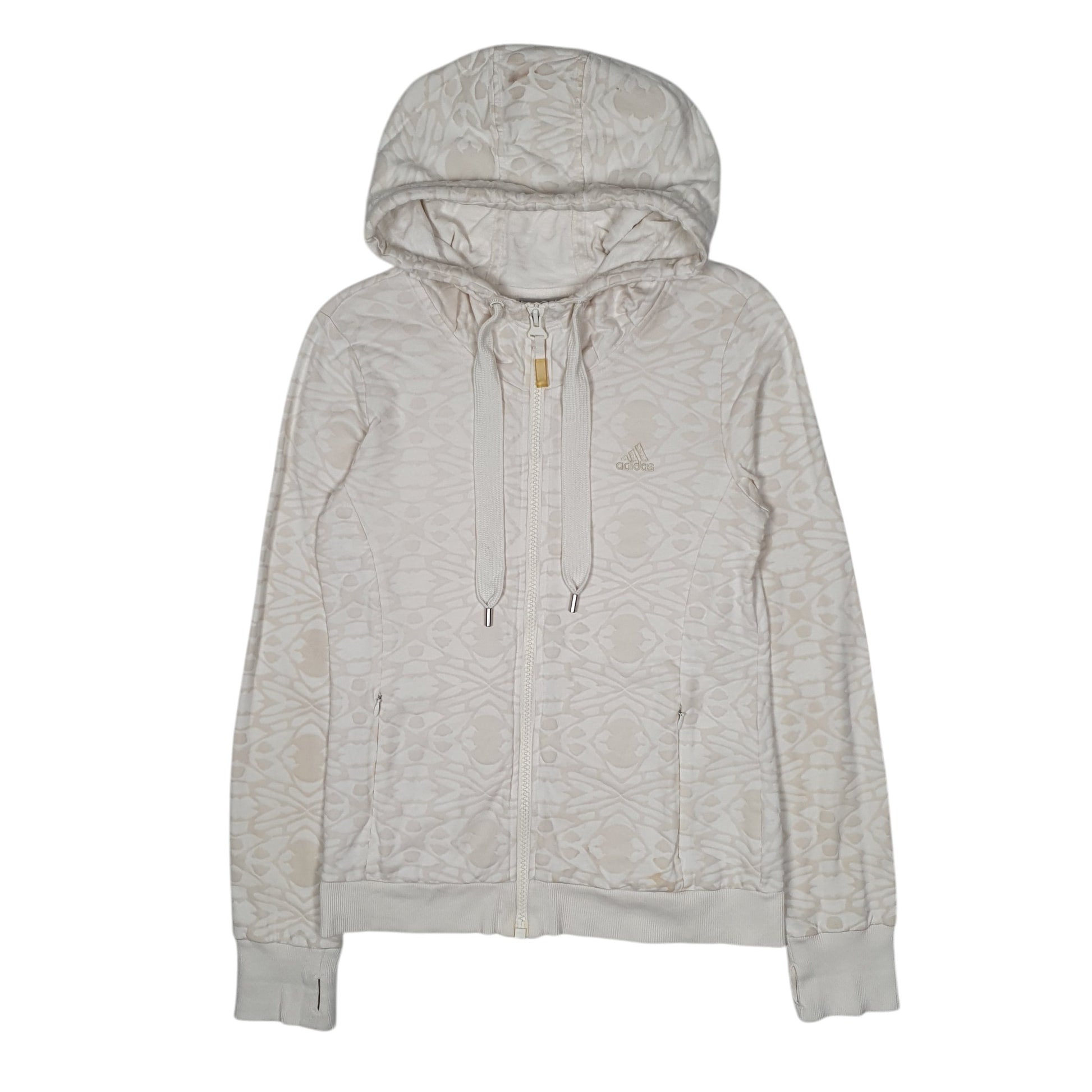 Womens White Adidas Hoodie Full Zip Jumper