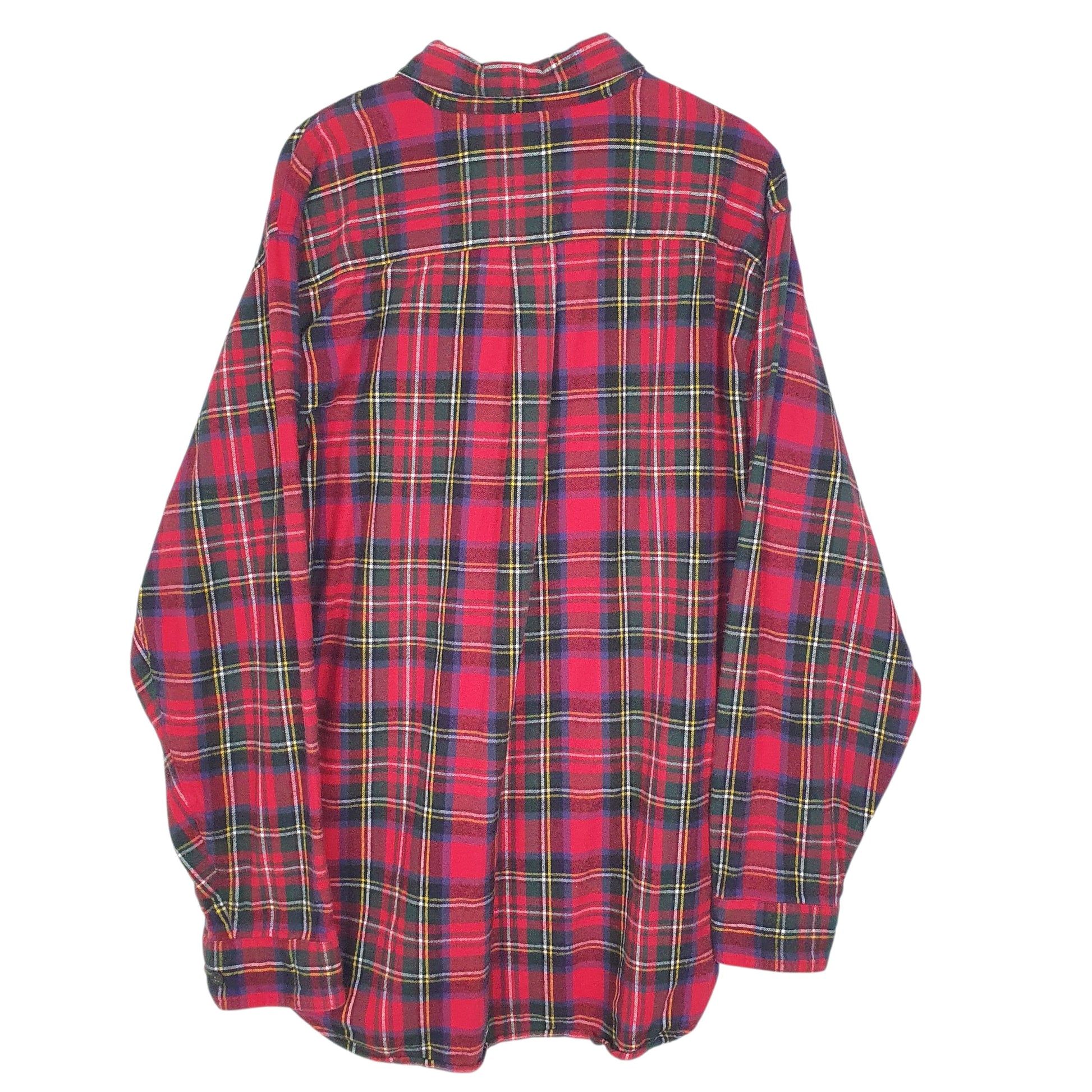 Mens Red L.L.Bean Flannel Plaid  Shirt