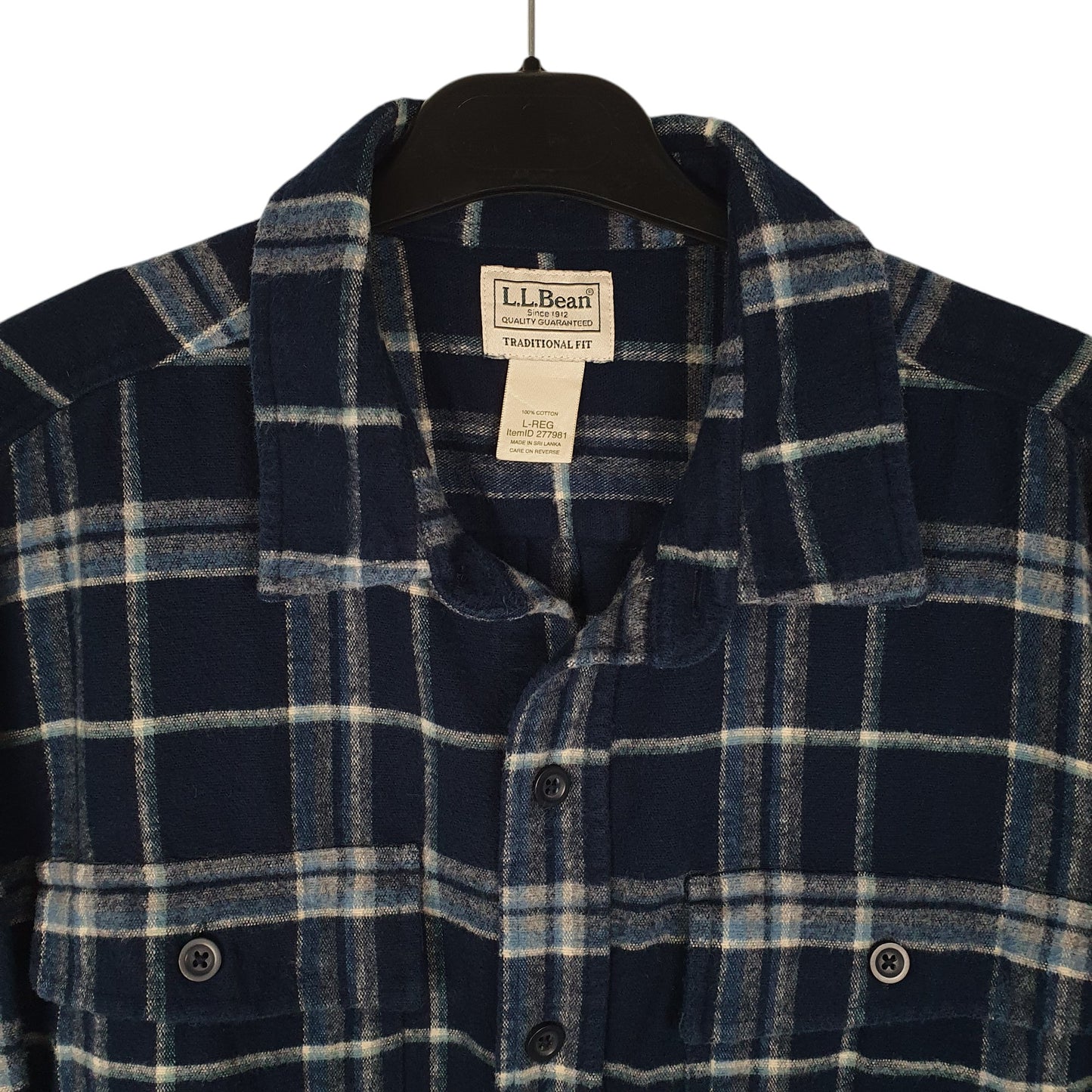 Mens Navy L.L.Bean Chamois Plaid  Shirt