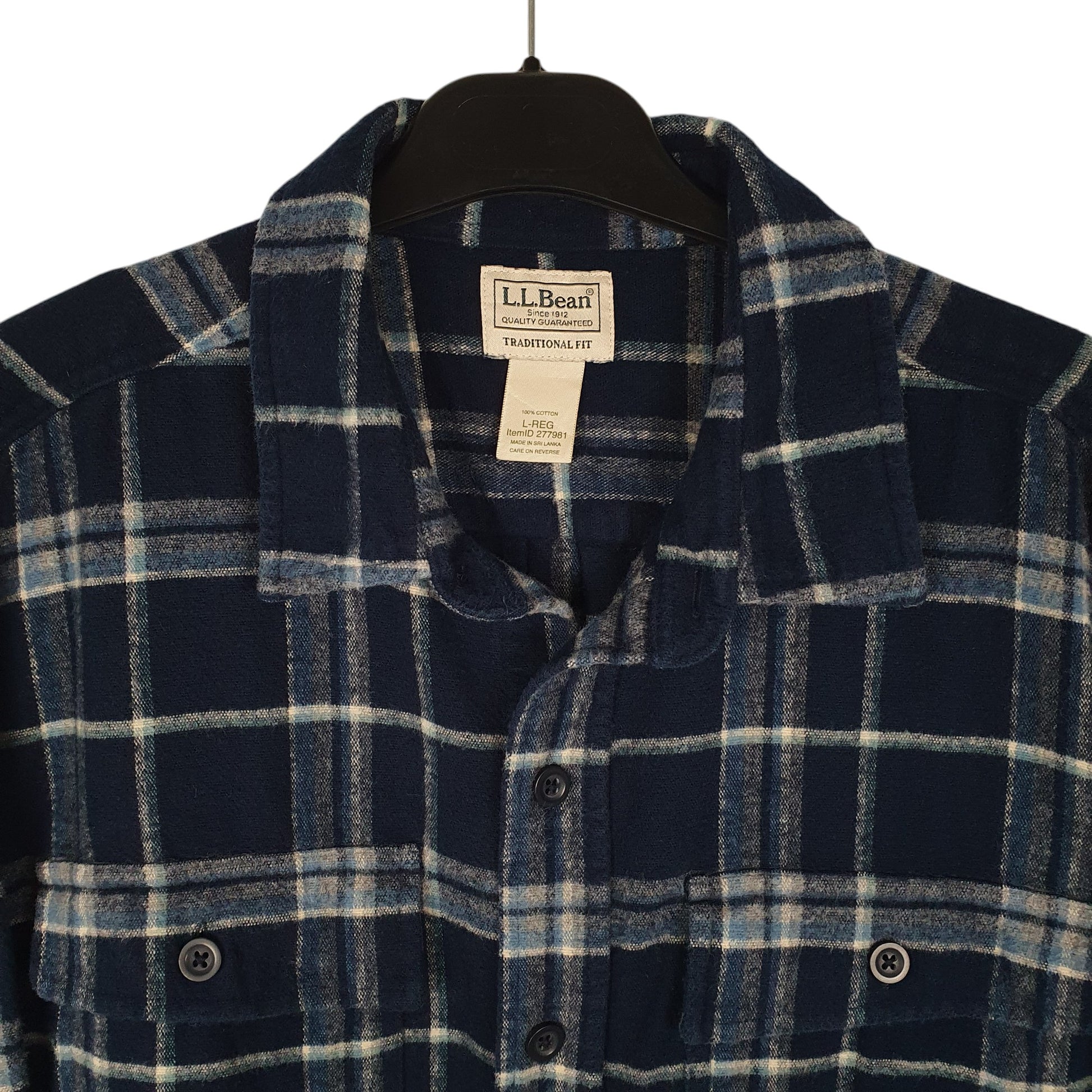 Mens Navy L.L.Bean Chamois Plaid  Shirt