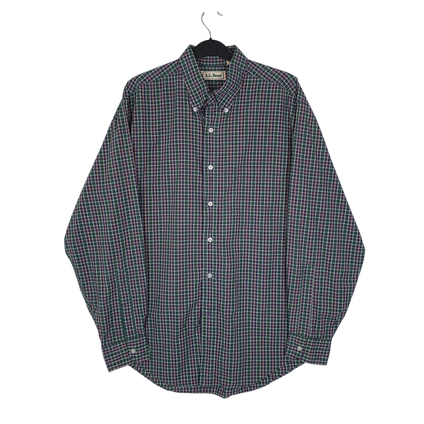 Mens Navy L.L.Bean Vintage 90s Long Sleeve Shirt