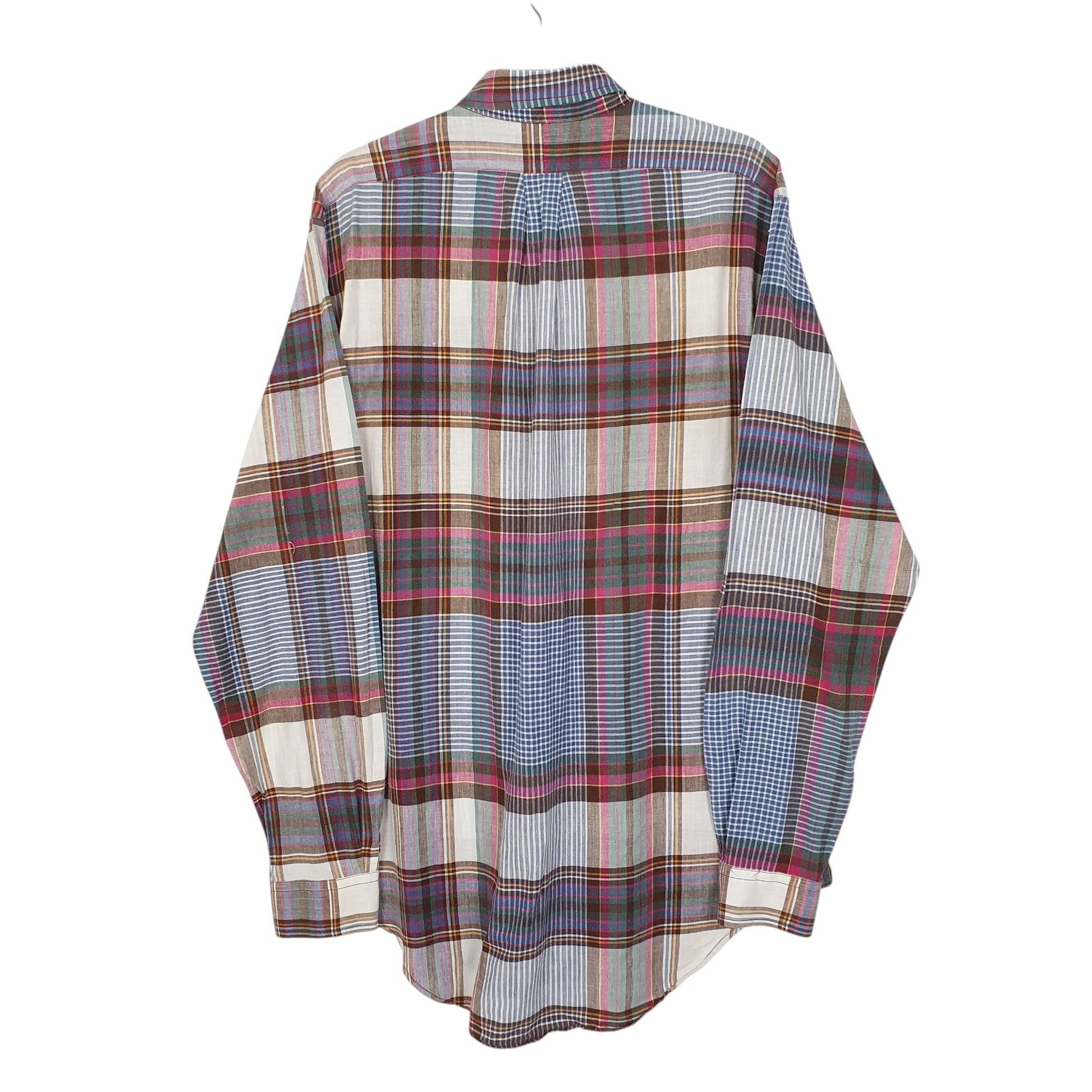 Mens Blue Ralph Lauren Madras Vintage 90s  Shirt