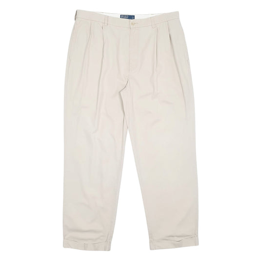Mens Beige Polo Ralph Lauren Double Pleated Hammond Pant Chino Trousers