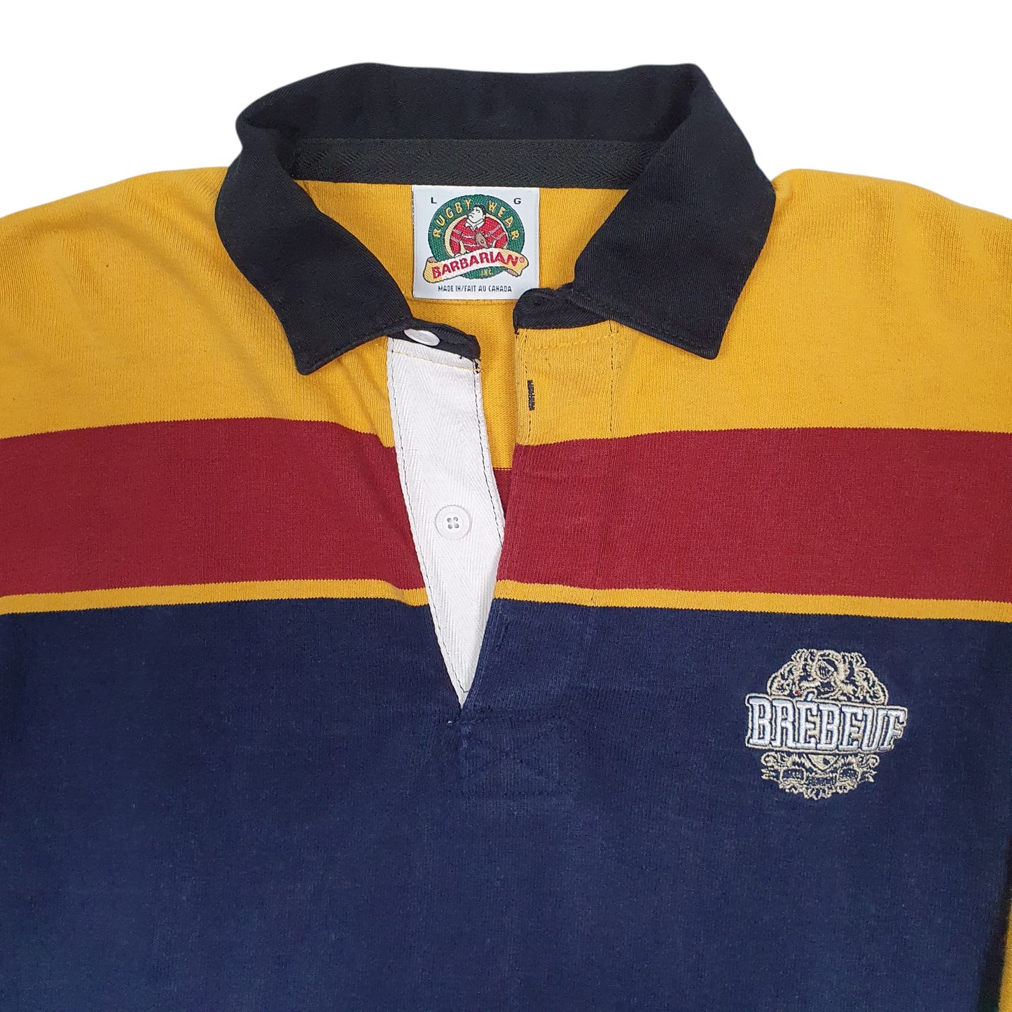 Mens Navy Barbarian Rugby Brebeuf Hoodie Polo Shirt