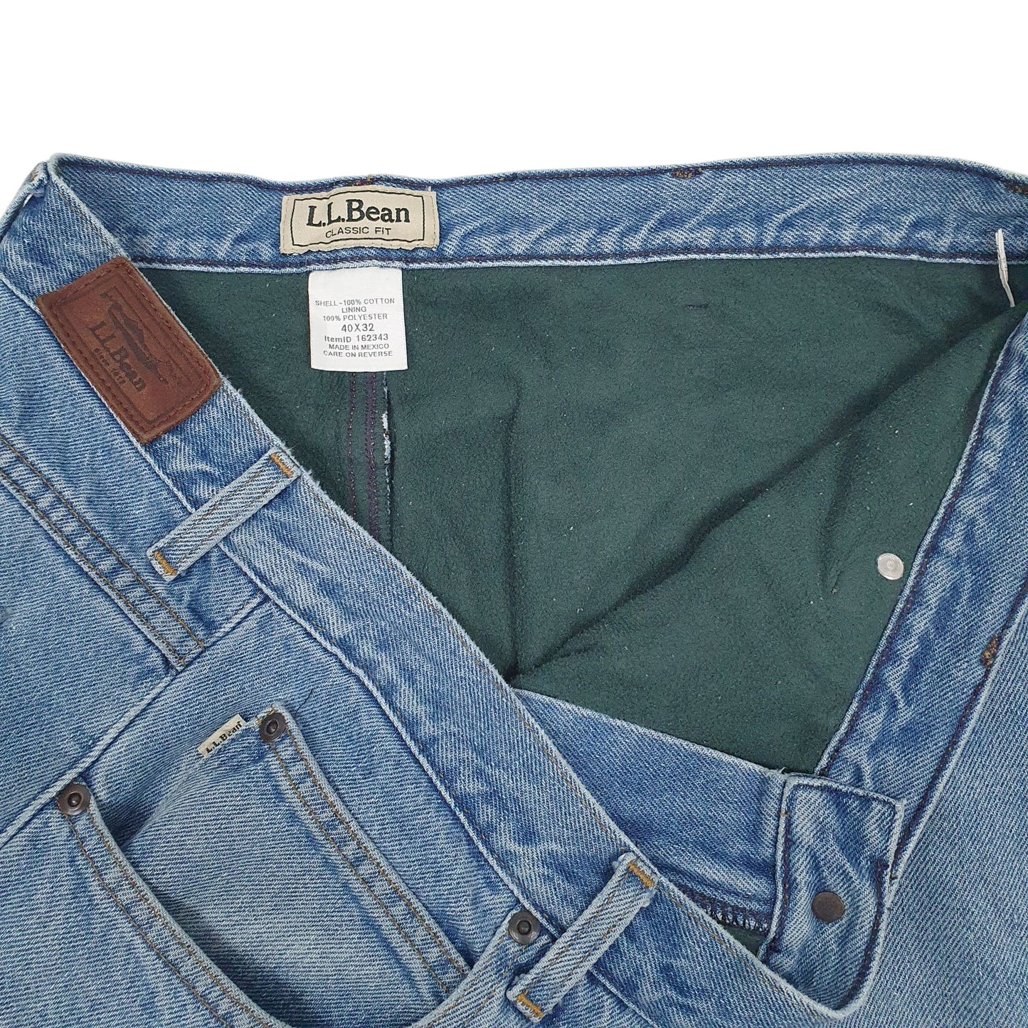 Mens Blue L.L.Bean Blanket Lined  Jeans